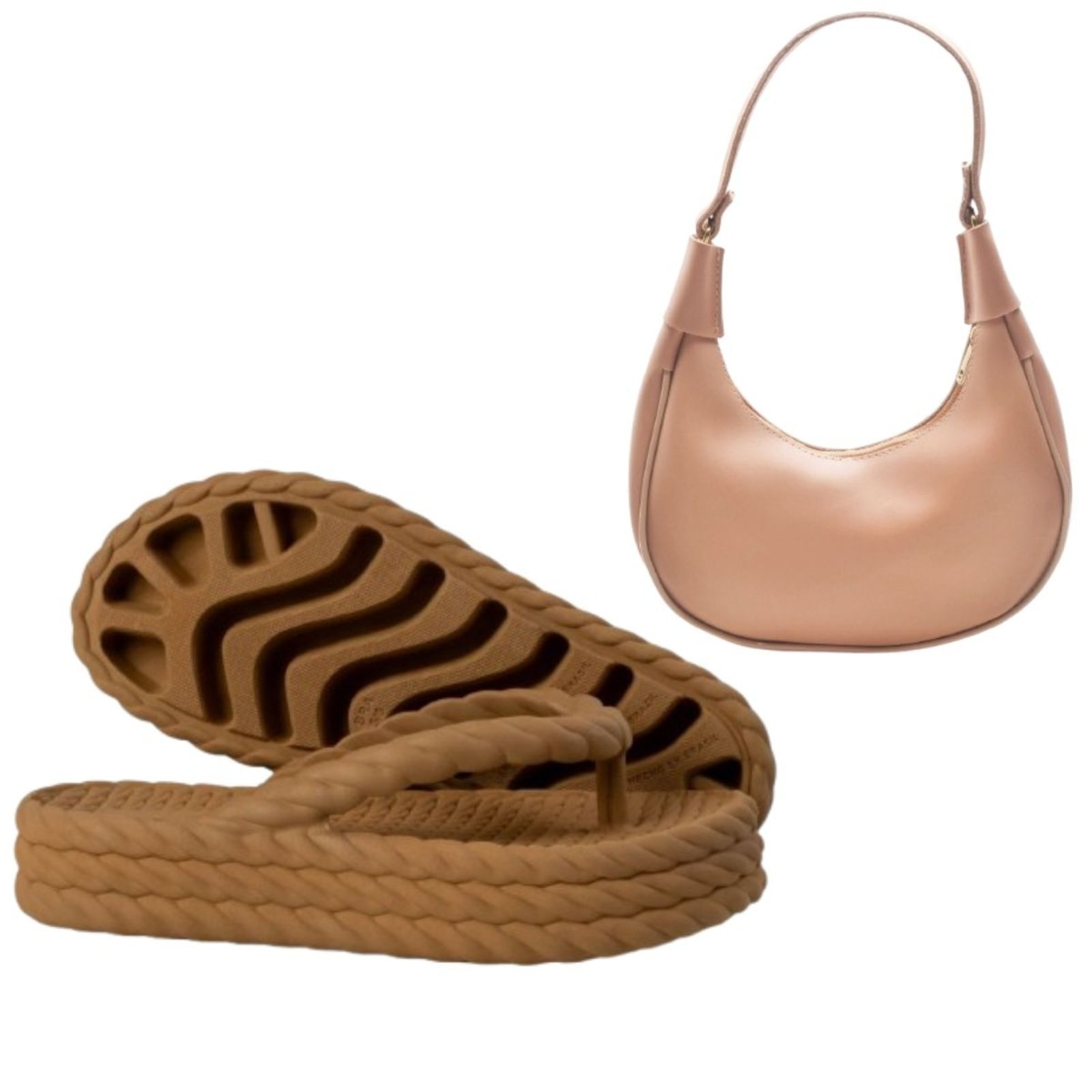 Imagem principal Kit Chinela Feminina Plataforma Anna Andrade Casual Flatform Trança E Bolsa De Ombro Anna Andrade caramelo