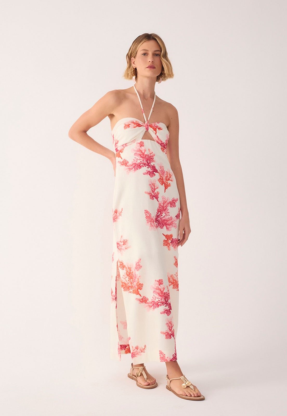 Imagem principal Vestido Feminino Dress To Cropped Linho Estampa Coral Off-White Dress to off-white coral