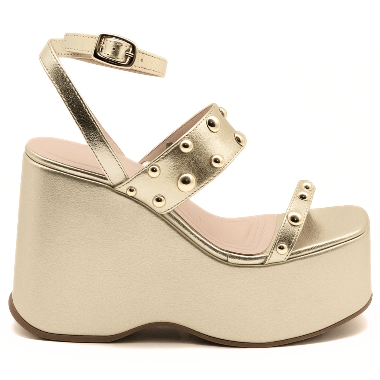 Imagem principal Sandália Feminina Salto Aplicação Metal 182172 Flor da Pele dourado