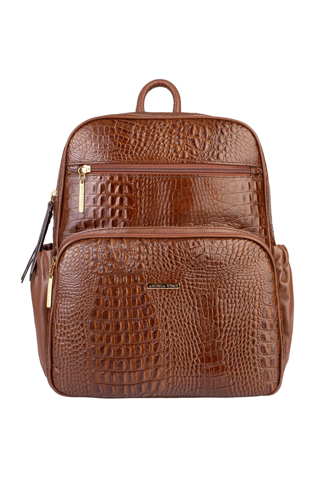 Imagem principal Mochila feminina de couro croco Zaya - Whisky Andrea Vinci azul