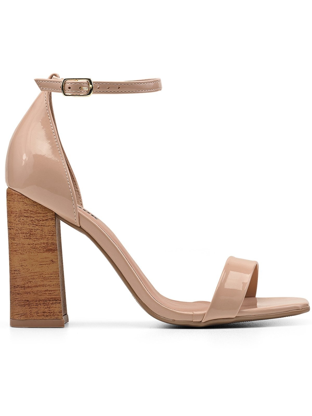 Imagem principal Sandália Feminina Verniz Salto Bloco Grosso Cortiça Salook nude