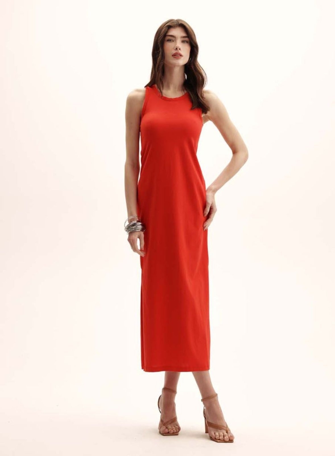 Imagem principal Vestido Comfort Malha Soft Touch Midi com Fenda Triton Luxury Triton vermelho