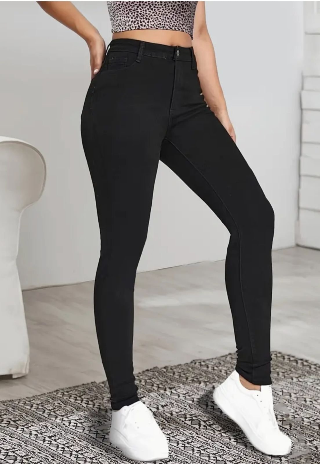 Imagem principal Calça Feminina jeans Skinny Black Cintura Alta com Elastano Premium Elegante ED E A E JEANS preto black