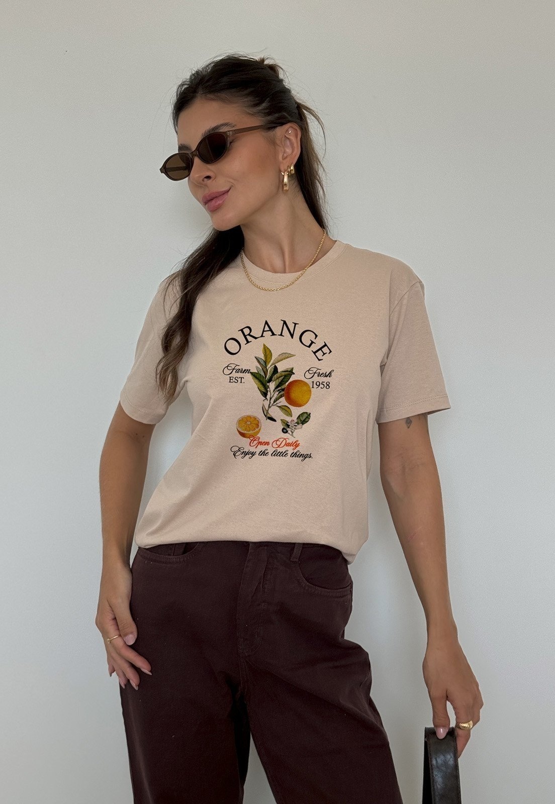Imagem principal Camiseta Cianitas Chocolate Estampa Orange Cianitas marrom orange