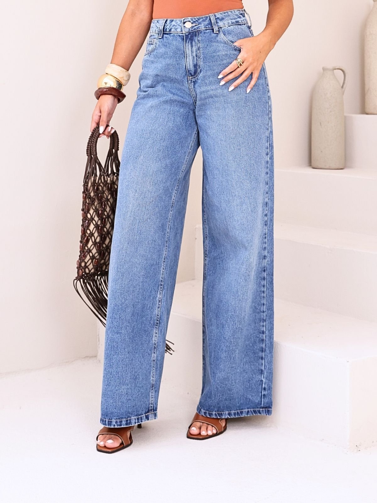 Imagem principal Calça Jeans Pantalona Média Crawling azul