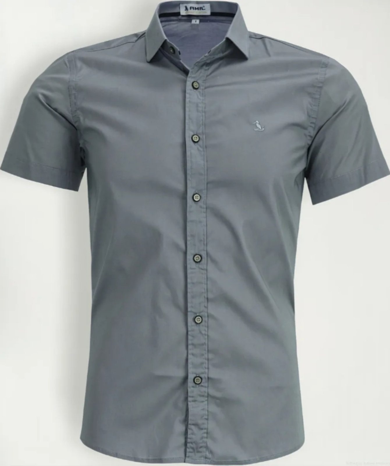 Imagem principal Camisa Social Amil Slim Works Misto Fio 40 Manga Curta Luxo Castanho Amil cinza