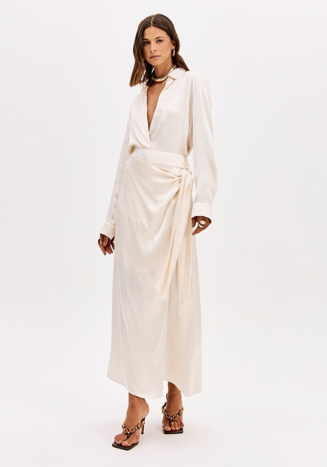 Imagem principal Saia Envelope Super Midi Cintura Alta Lança Perfume amarelo