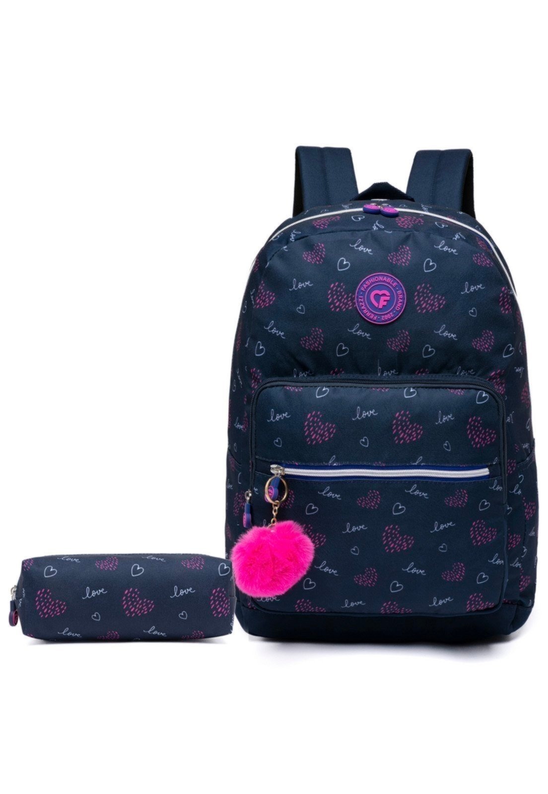Imagem principal Kit Mochila Escolar Feminina Estojo Reforçada Moderna Ferrazzi rosa