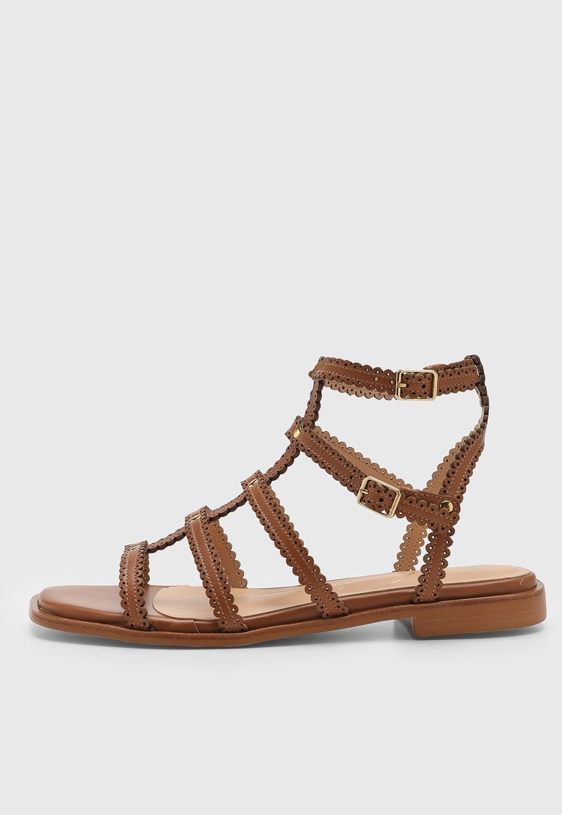 Imagem principal Rasteira Feminina Luiza Barcelos Tiras Recorte Ondulado Luiza Barcelos caramelo