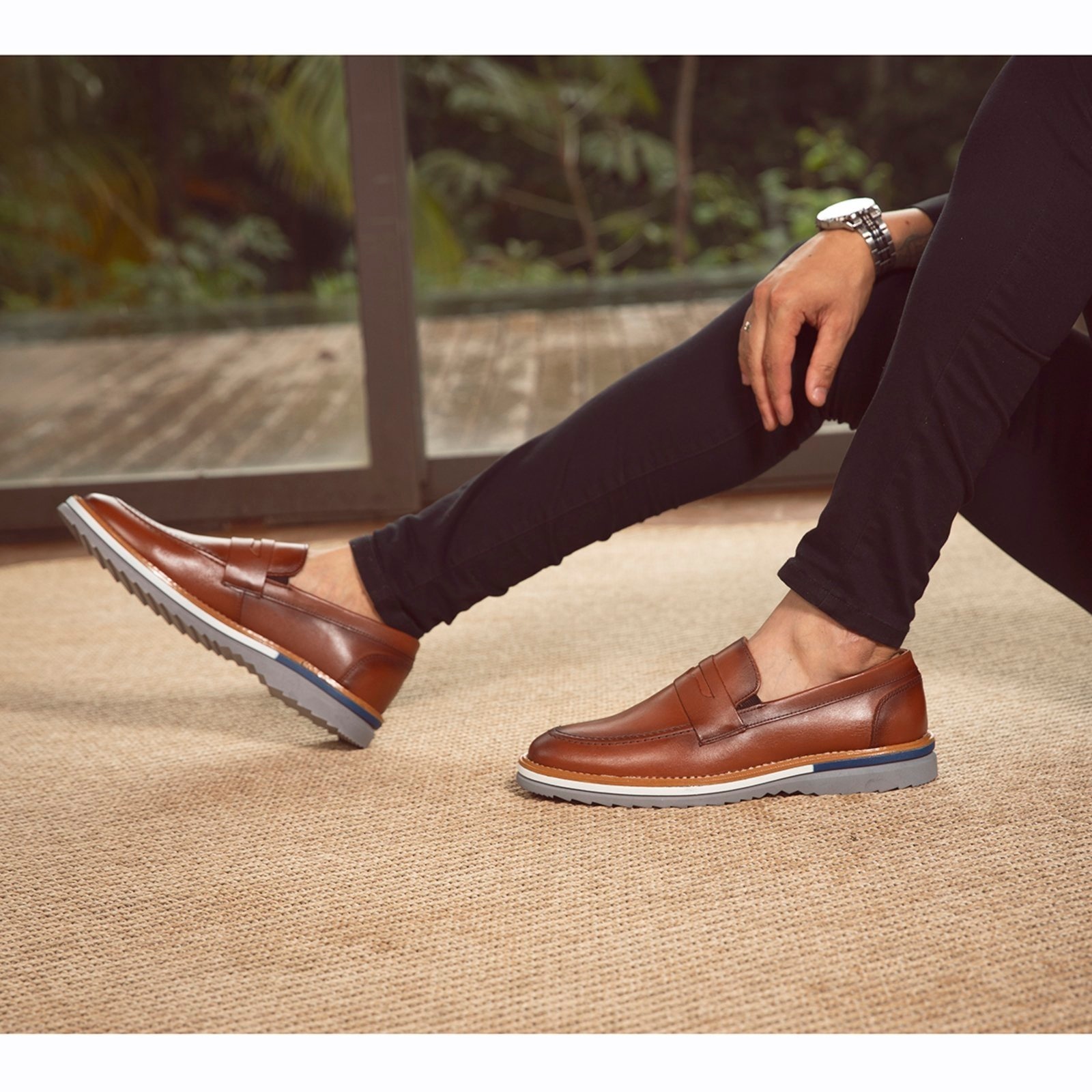 Imagem principal Mocassim Masculino de Couro Casual Social Calce Fácil Conforto ROMEU E JULIETA SHOES caramelo