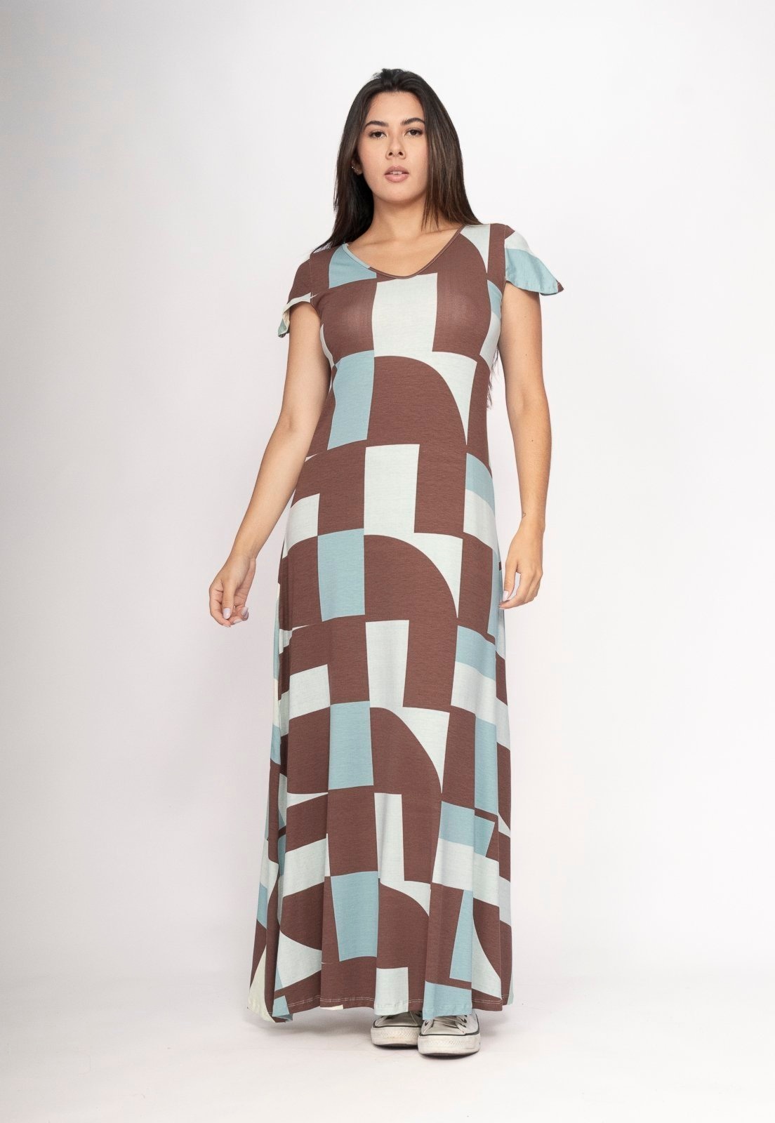 Imagem principal Vestido CabanaFree Amanara Longo Malha Santa Rosa do Tocantins Cabanafree estampado rosa