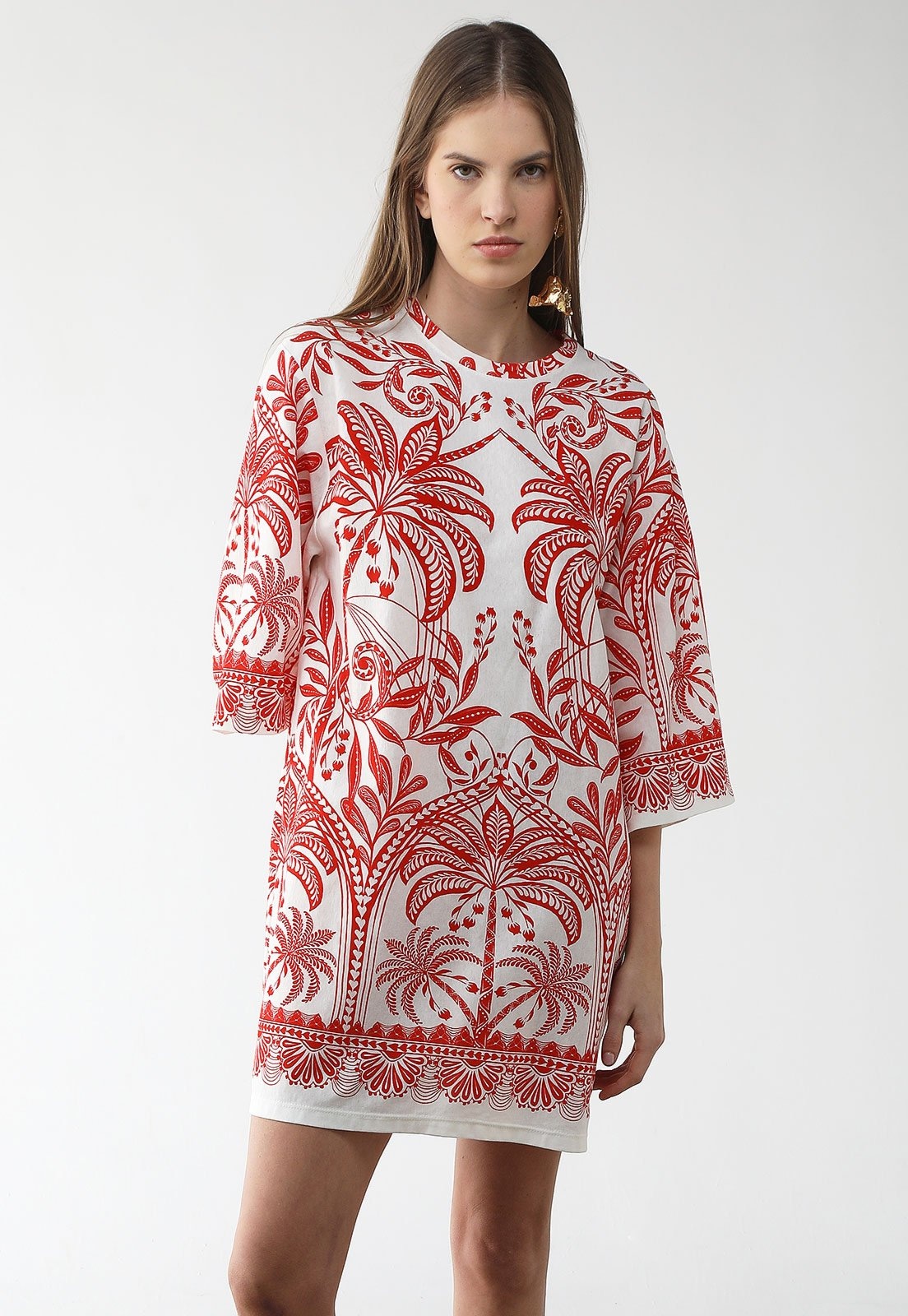 Imagem principal Vestido Feminino FARM Curto Estampa Botânica FARM branco