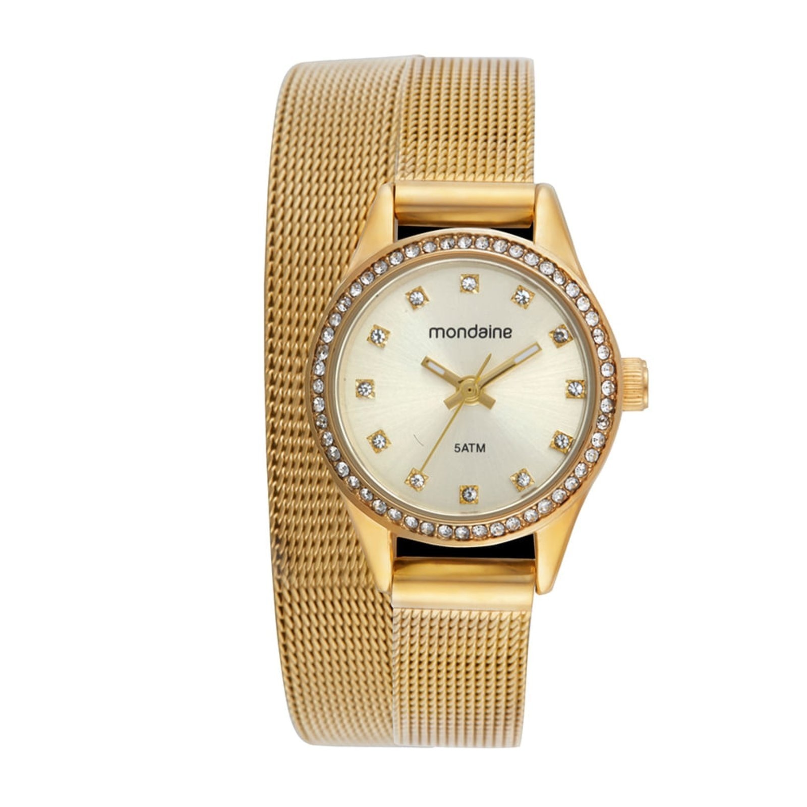 Imagem principal Relógio Feminino Cristais Pulseira Dupla Volta Mondaine dourado