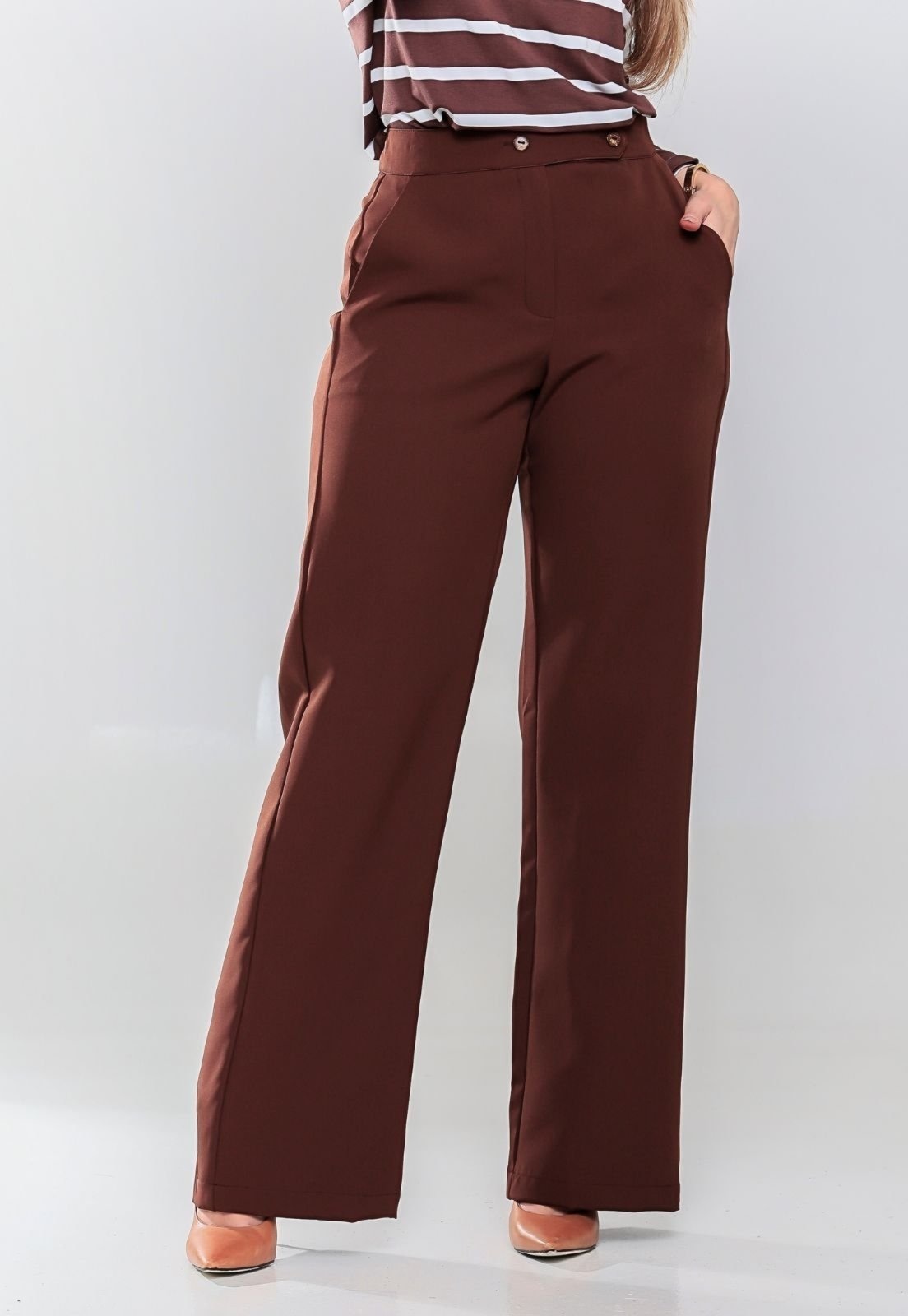 Imagem principal Calca Alfaiataria Classic Elegante Poliester Premium Escuro Docce Mulher marrom