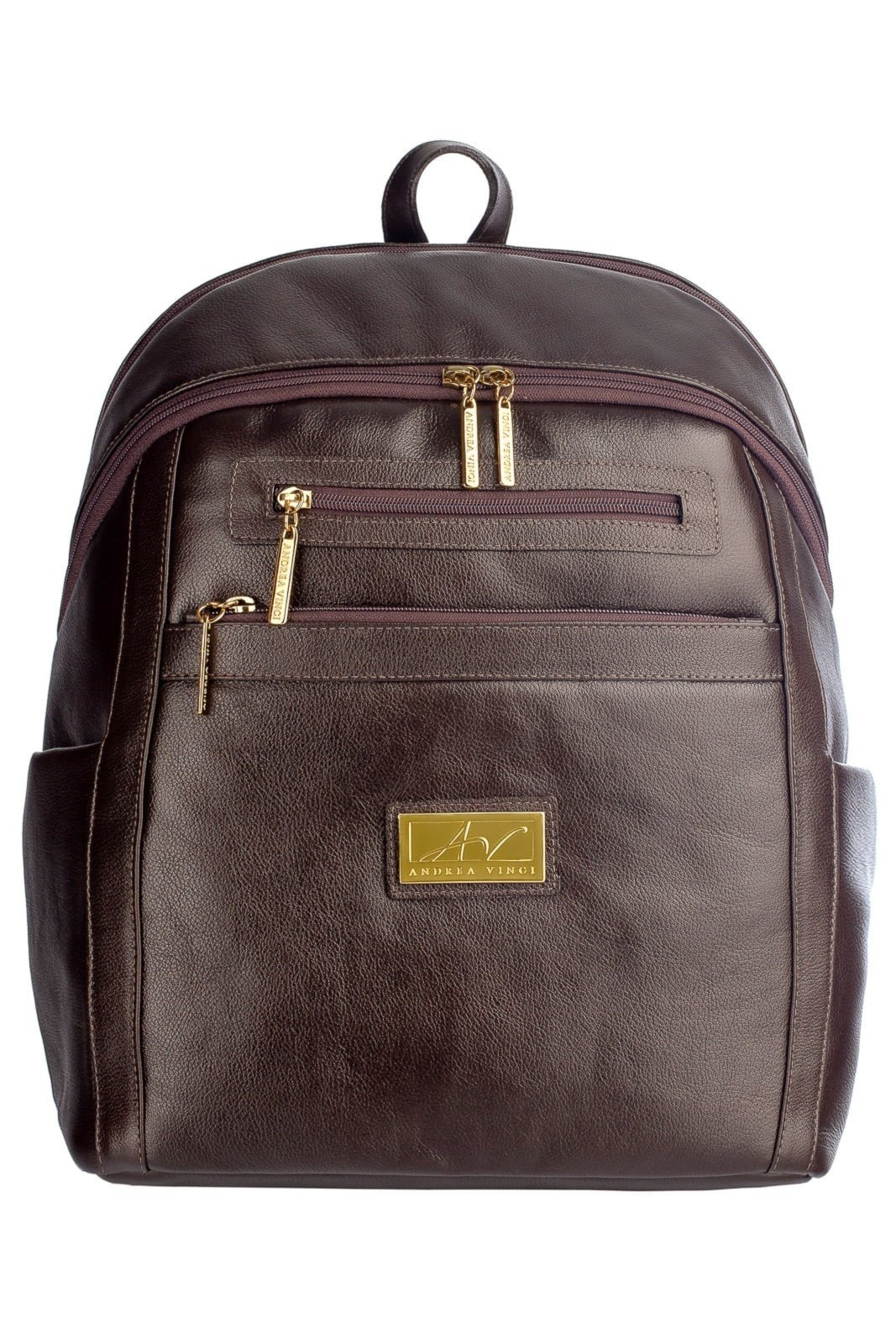 Imagem principal Mochila grande de couro liso Marcela - Café Andrea Vinci preto