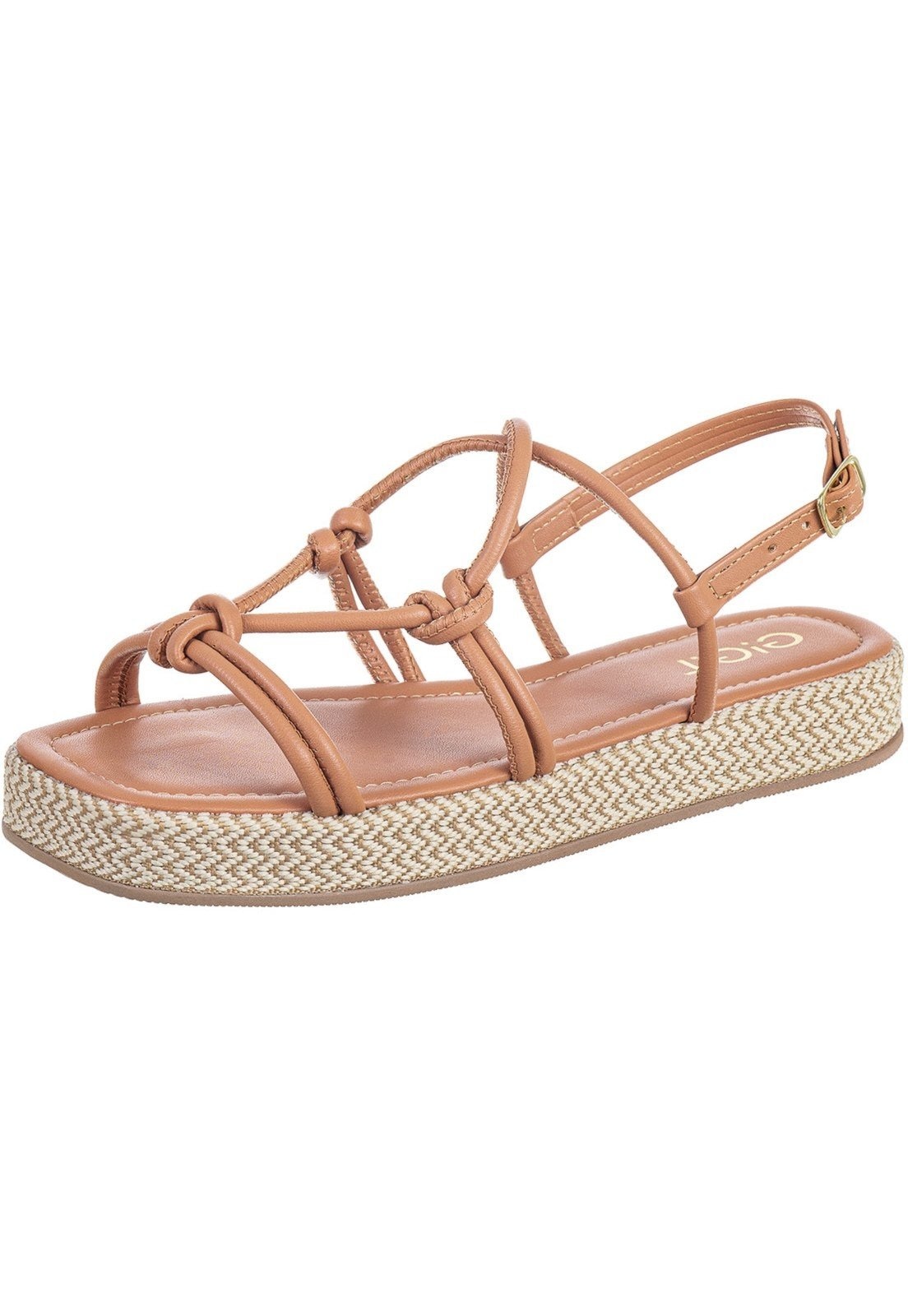 Imagem principal Sandália Flatform GiGil Papete Espadrille Tiras Abauladas Blush Gigil coral/rosa/rosê