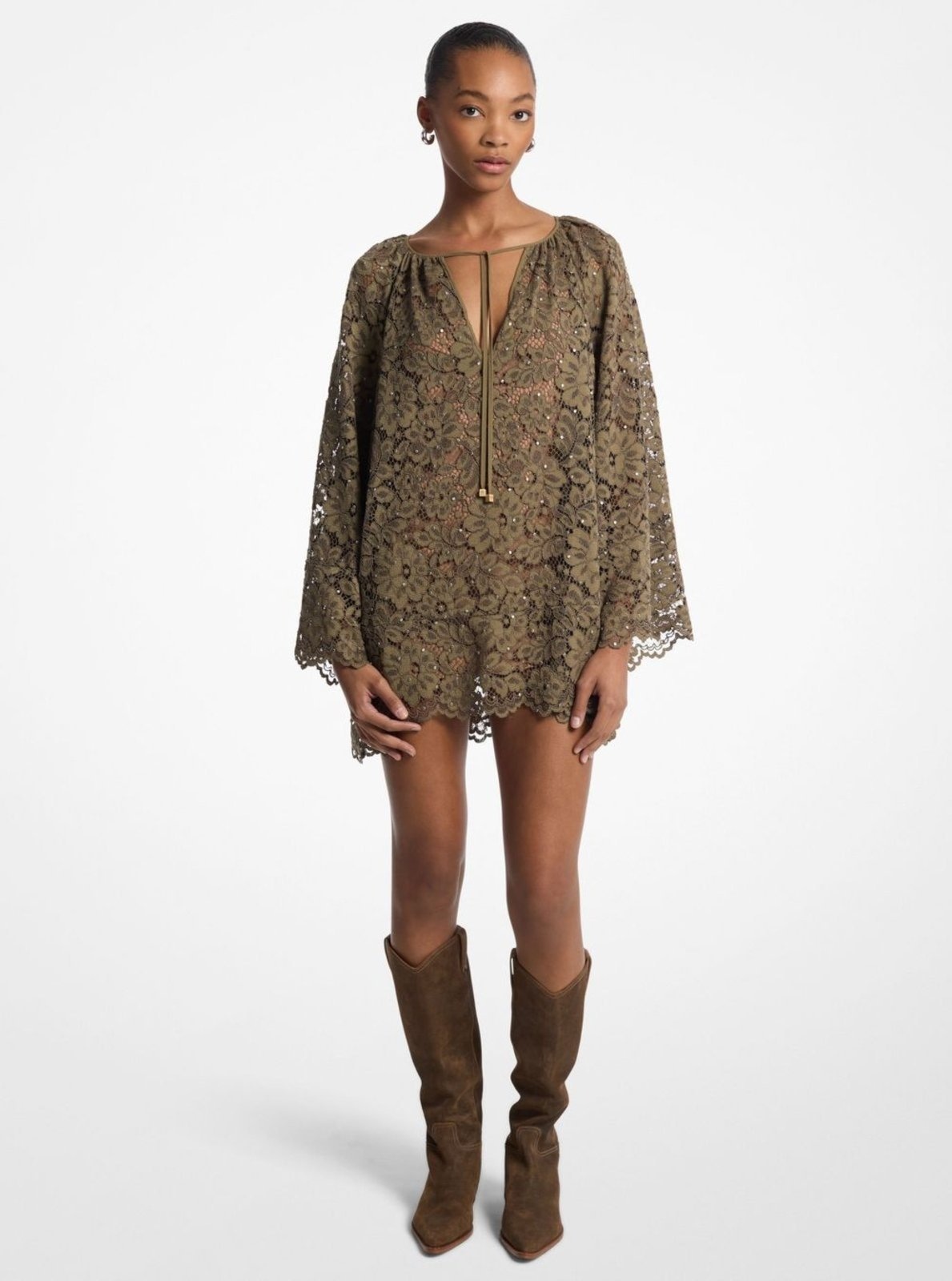 Imagem principal Vestido De Renda Floral Com Tachas Ms580r0gta305 Michael Kors verde