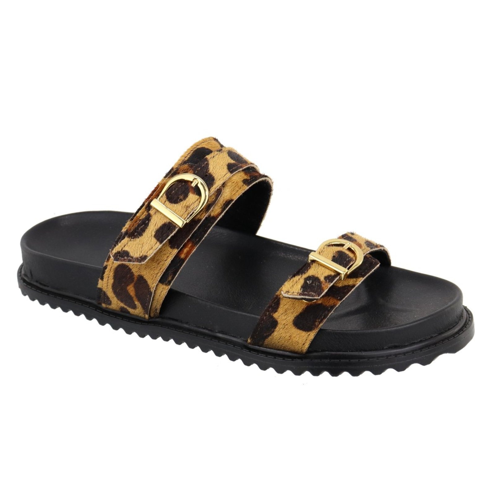 Imagem principal Sandalia Papete Rasteira Flat Feminina Onça Fivelas TELLINI STORE off-white