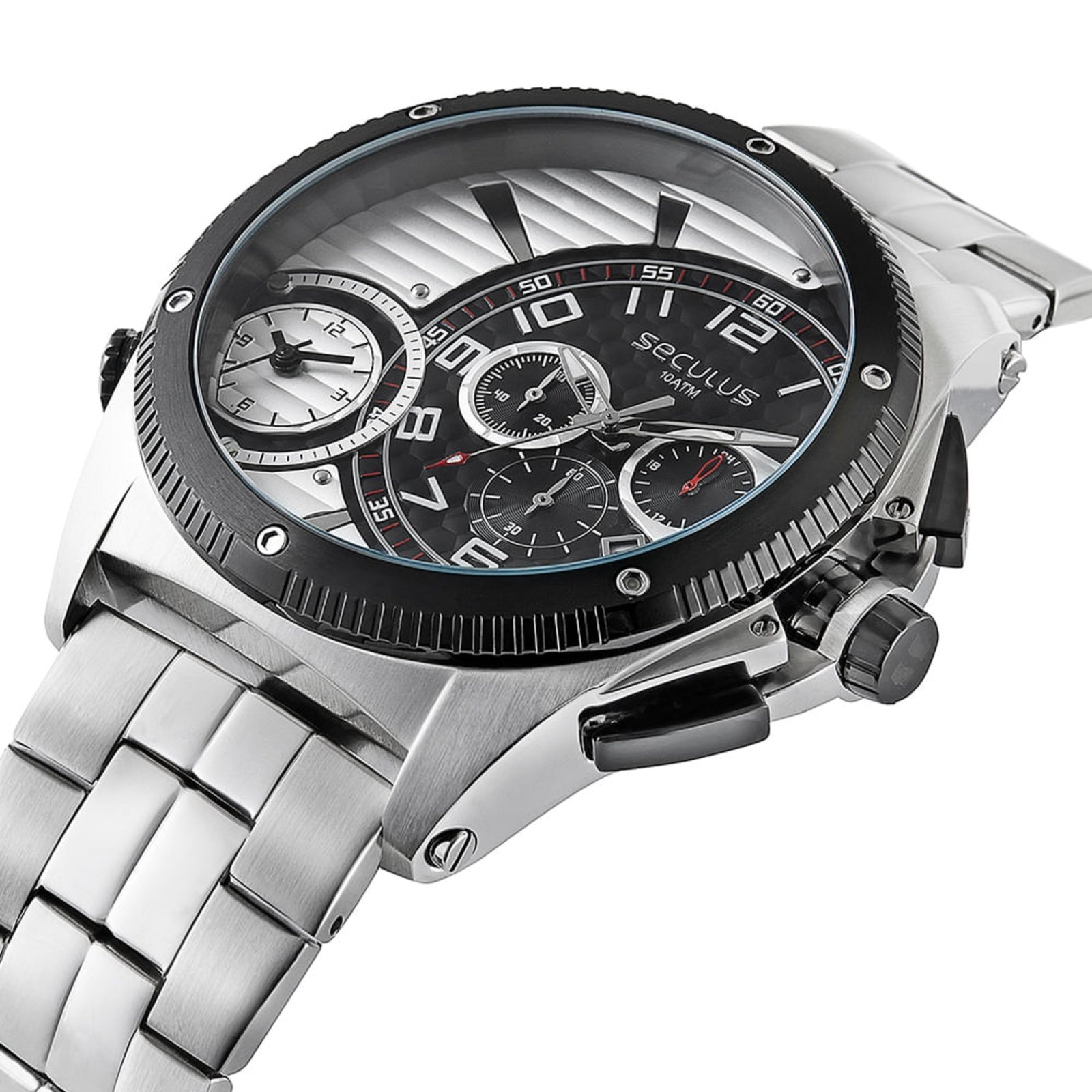 Imagem principal Relógio Seculus Masculino Dual Time com Bisel Parafusado Seculus prata