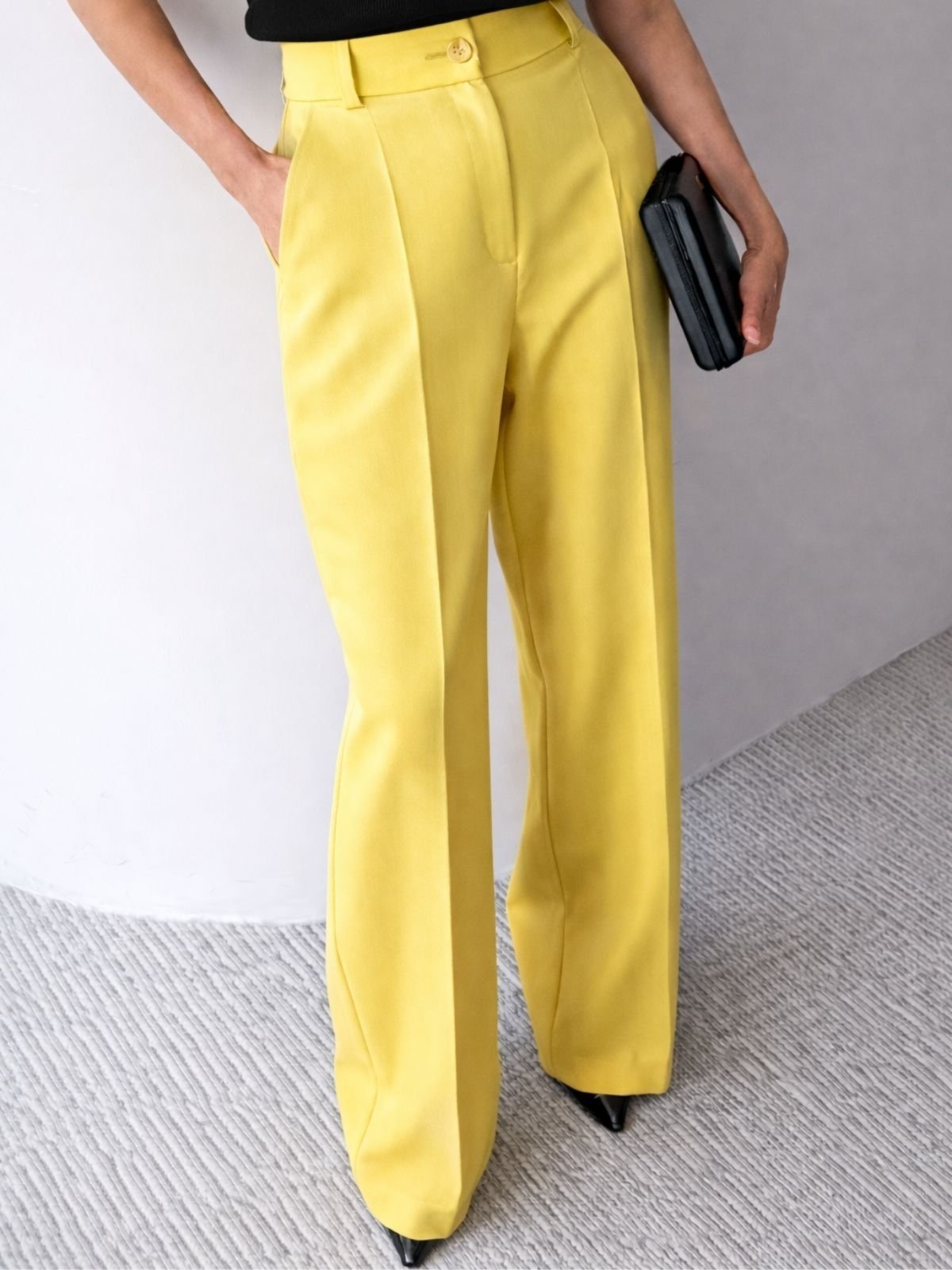 Imagem principal Calça Wide Leg Pantalona Alfaiataria Feminina Dra Maia Amarela Dra Maia amarelo
