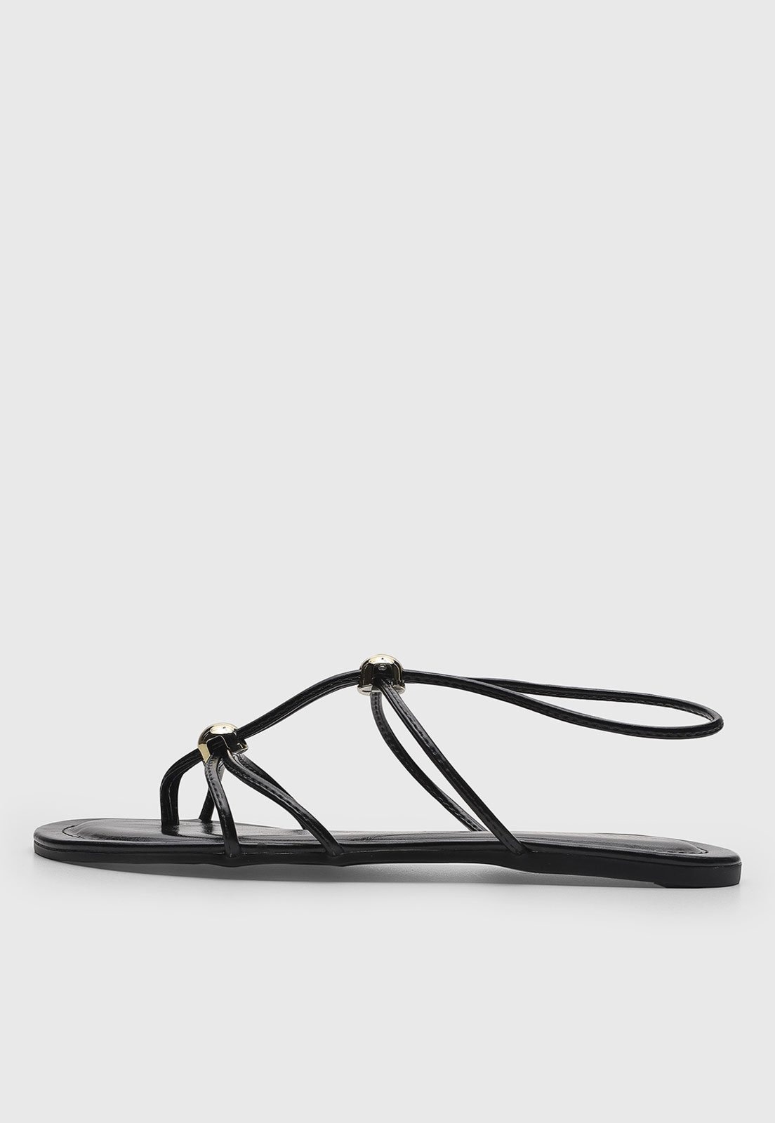 Imagem principal Rasteira Feminina Santa Lolla Tiras Detalhes Metálicos Preta Santa Lolla preto