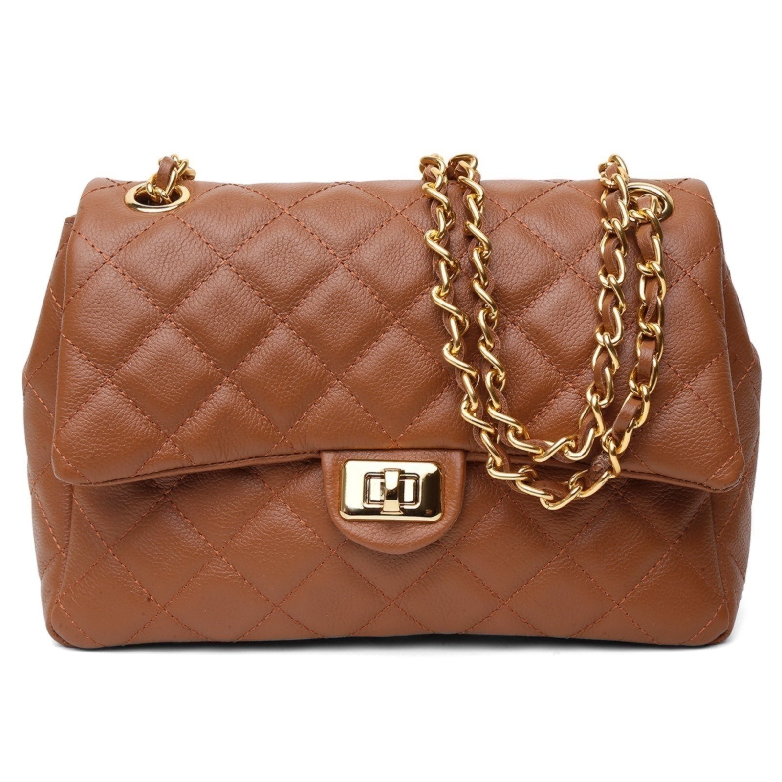 Imagem principal Bolsa Feminina Couro Legítimo Vittal Barbara Design Matelassê USE VITTAL caramelo