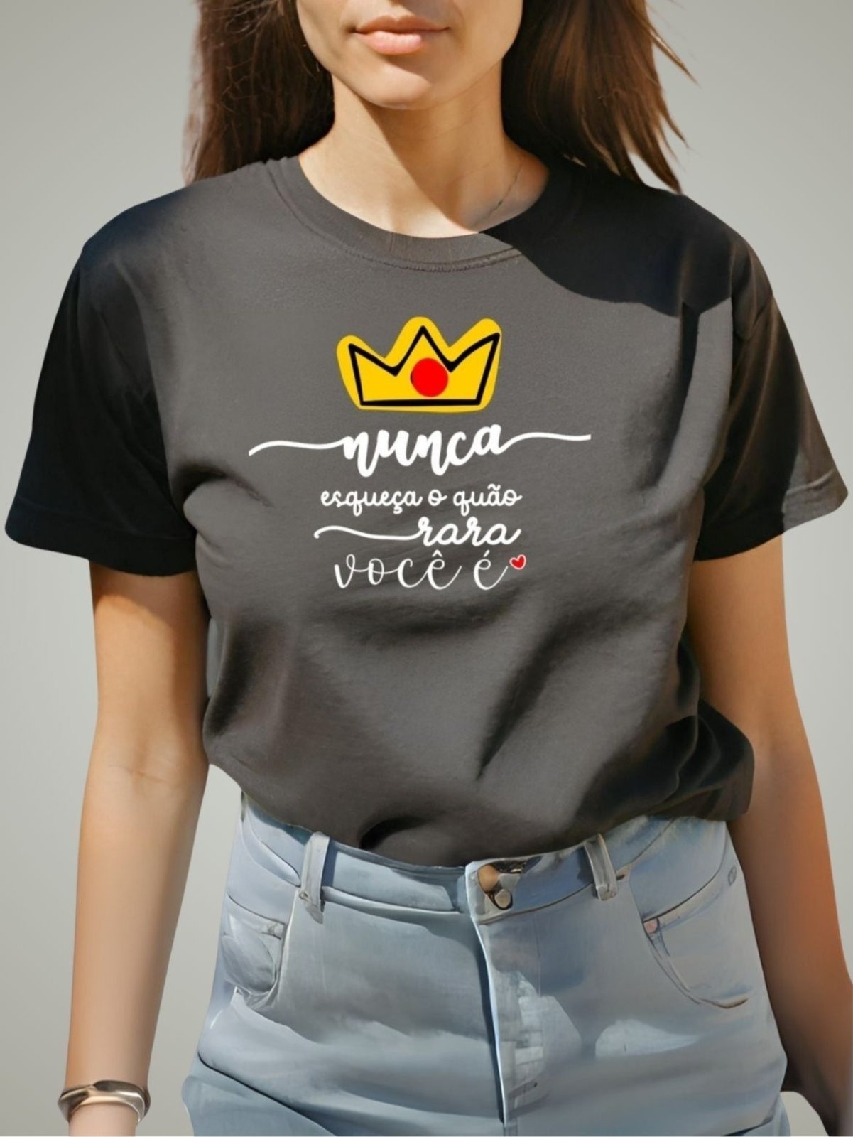 Imagem principal Camiseta T-shirt Feminina Plus Size GuGi Blusinha Estampado Mulher Poderosa Camisa Algodão Moda Gugi preto