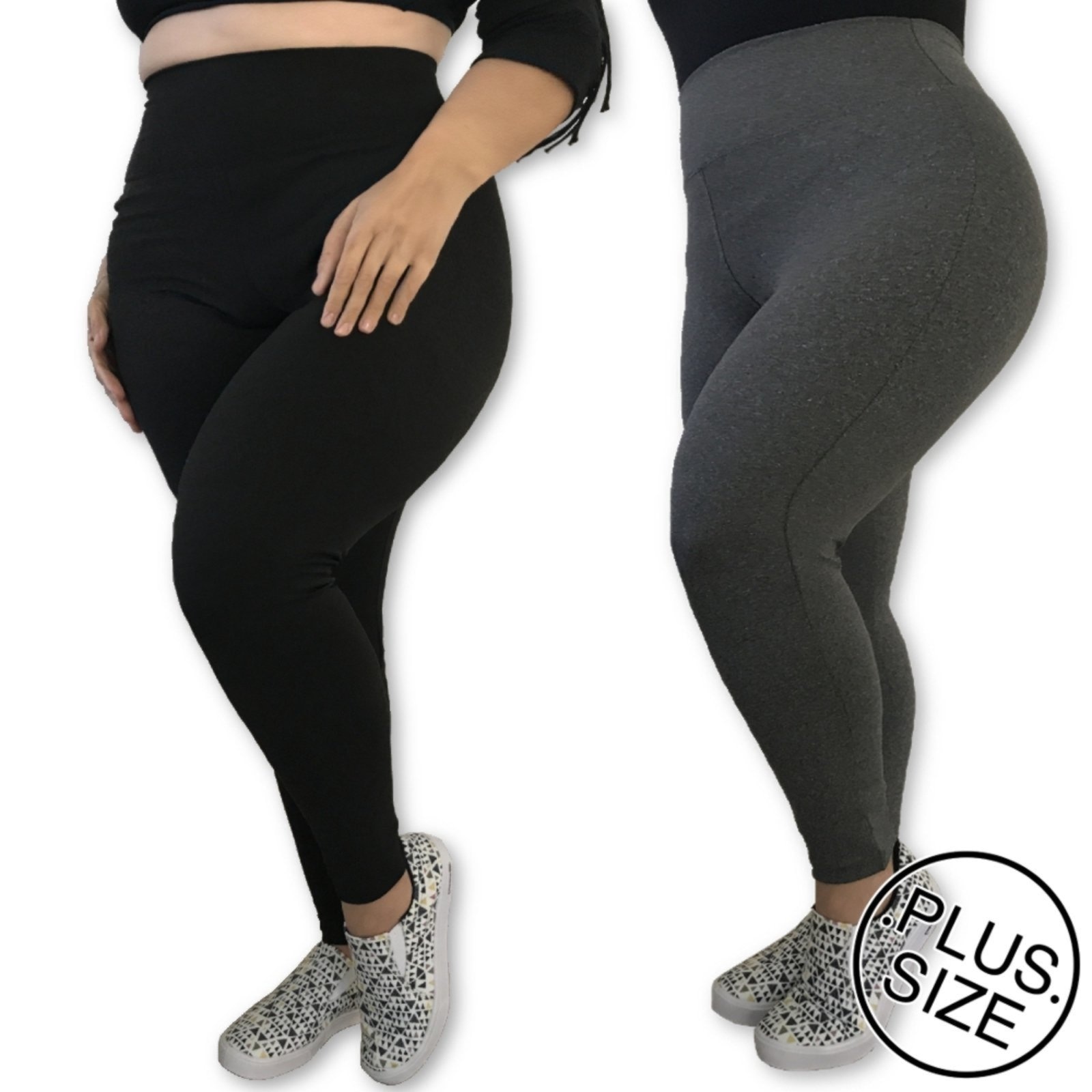 Imagem principal Kit 2 Calças Legging Plus Size Heide Ribeiro Leg Silver Suplex Preto Heide Ribeiro cinza/preto silver
