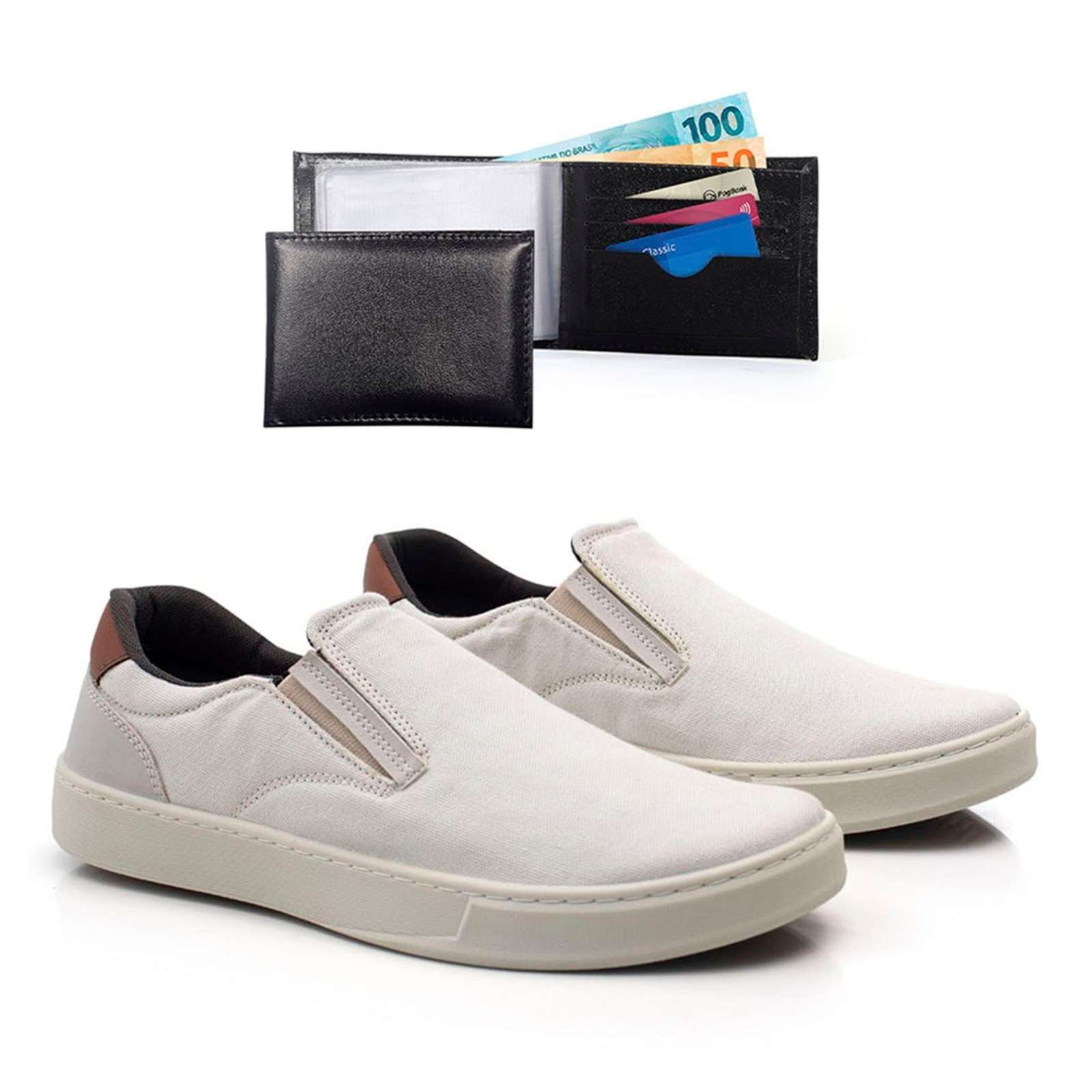 Imagem principal Tenis Iate Casual Masculino Com Carteira Confortavel Bredeni Sapatenis Dia A Dia Slip On BREDENI bege