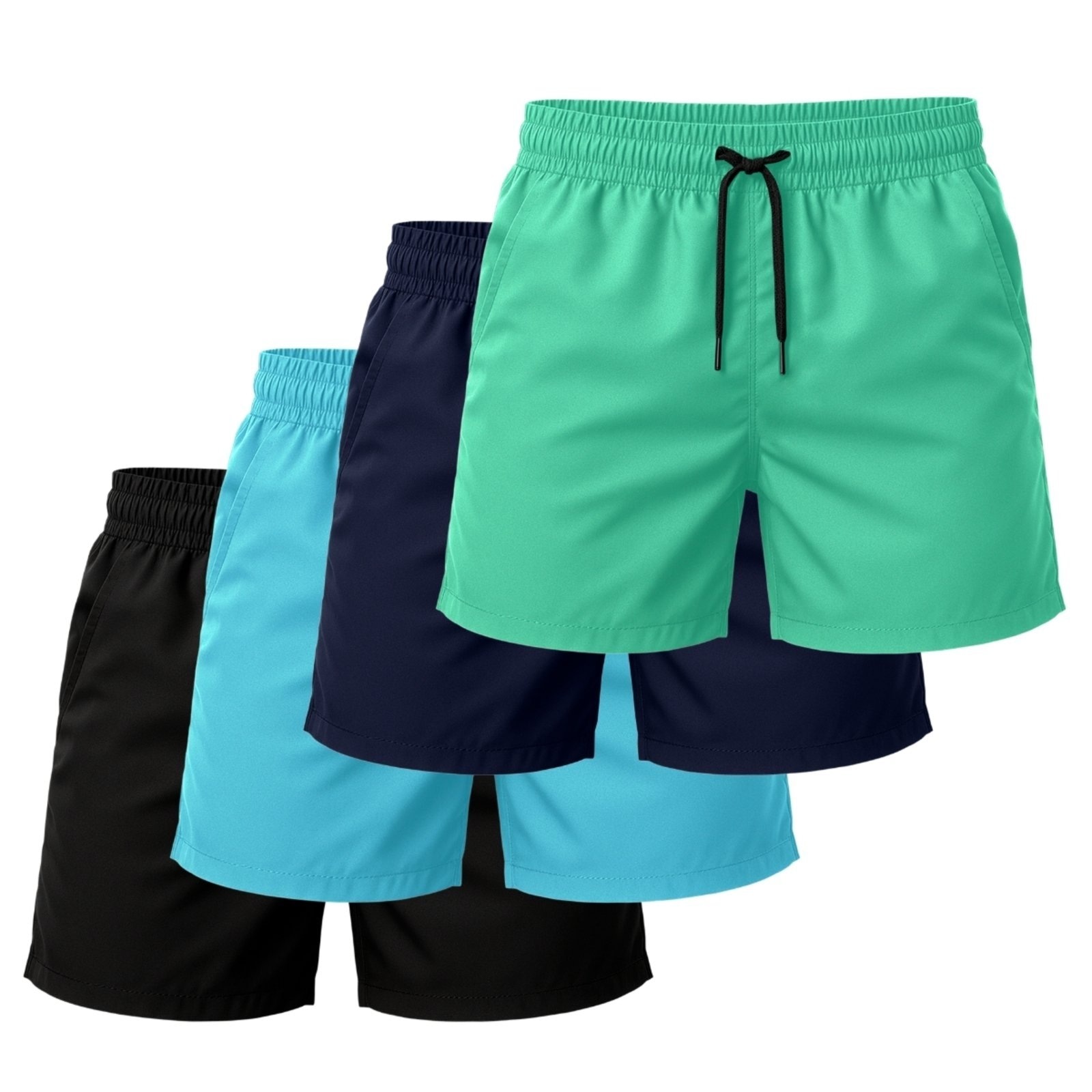 Imagem principal Kit 4 Short Tactel Leve Relaxado Moda Praia Liso Bermuda Masculina Relaxado azul
