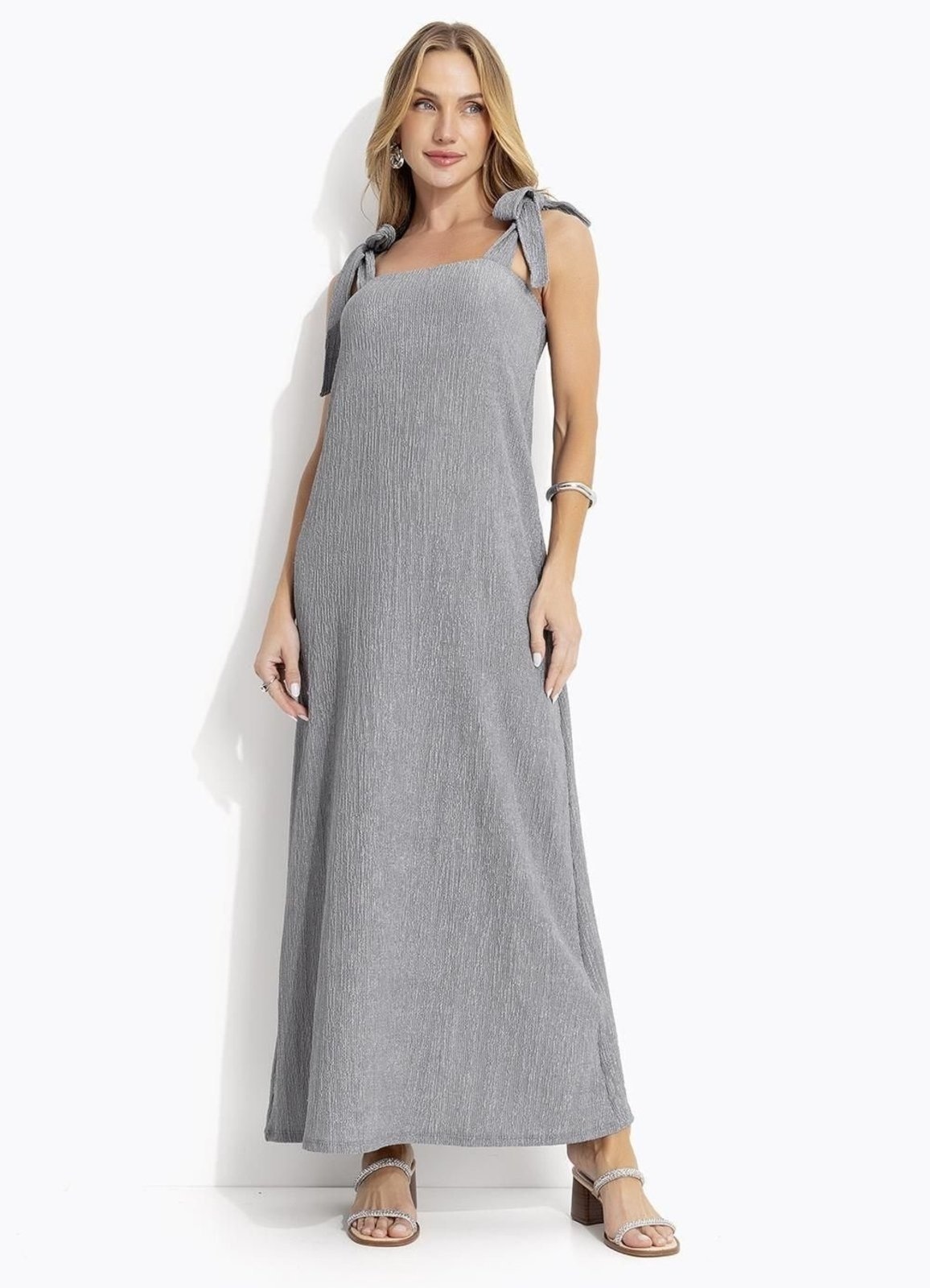 Imagem principal Vestido Em Malha Anarruga Claro Quintess cinza