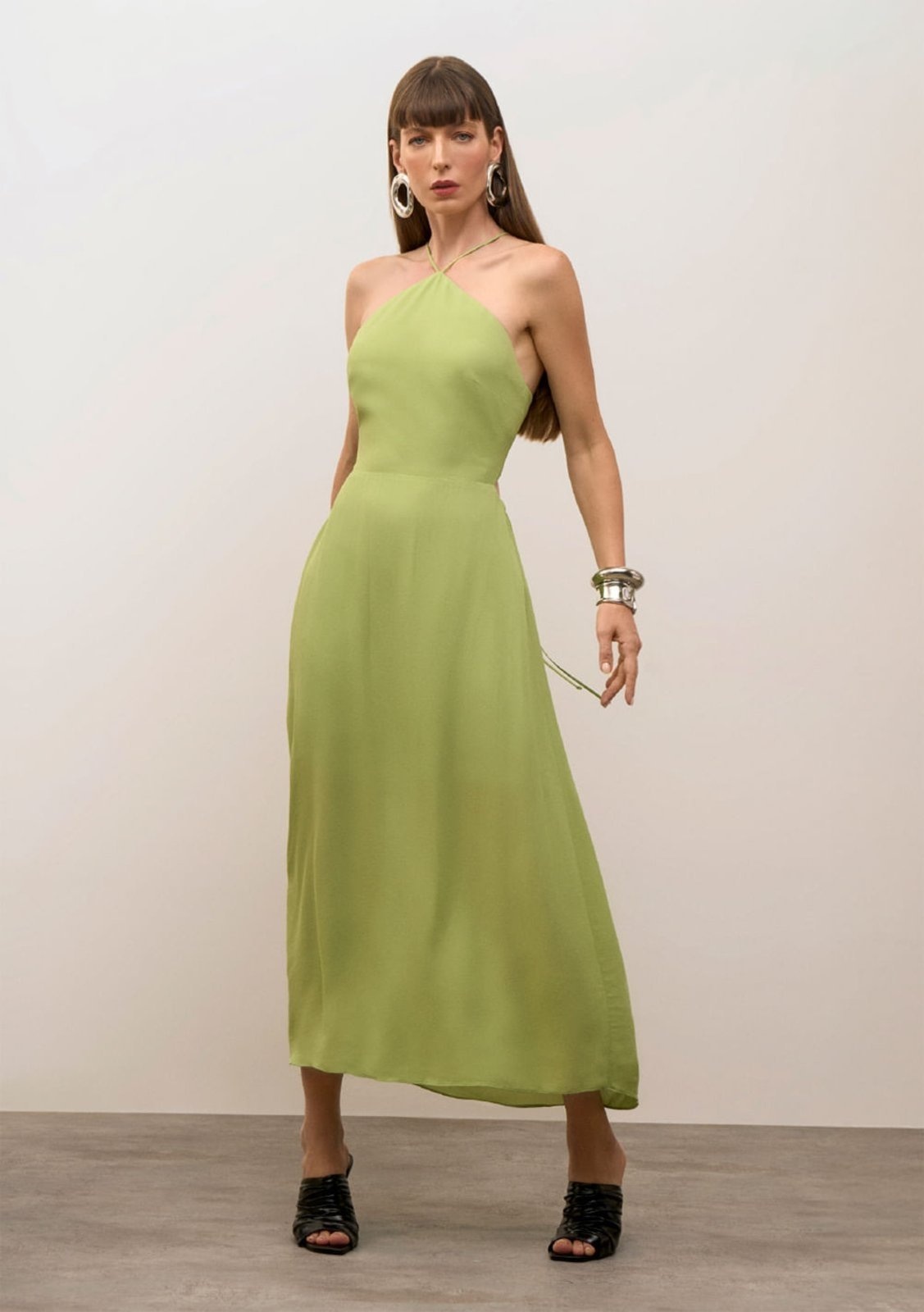 Imagem principal Vestido Iódice Ajustado Cava Francesa Sem Manga Midi IÓDICE verde