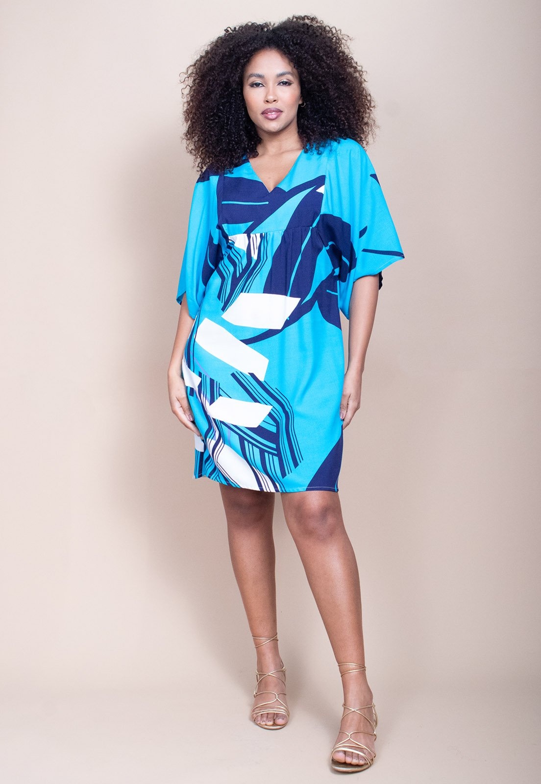 Imagem principal Vestido Curto Cabana Free Pequi Viscose Estampa Imbé Blue Cabanafree azul/branco/estampado blue