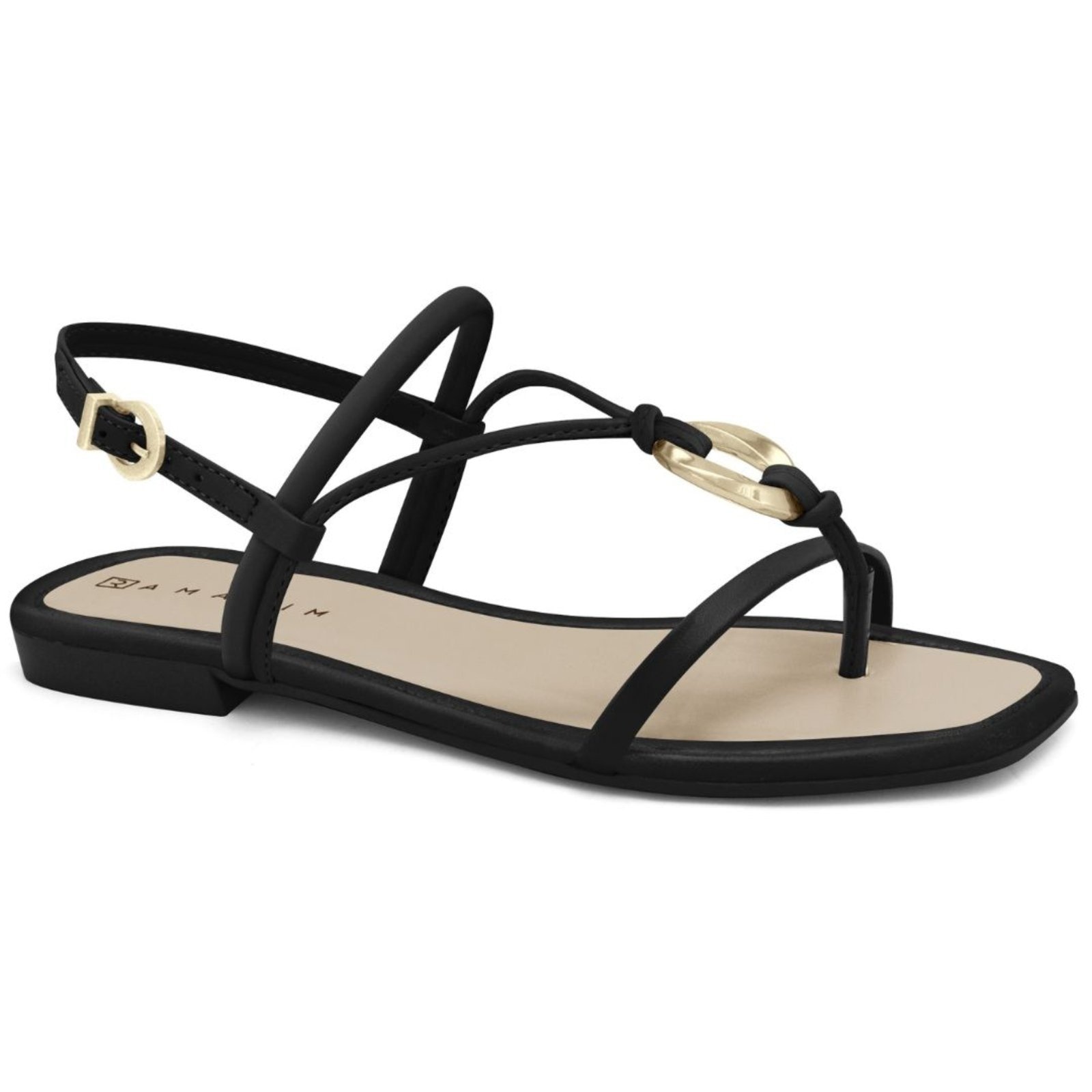 Imagem principal Sandália Feminina Rasteira Preta Ramarim 2440204-5 RAMARIM preto