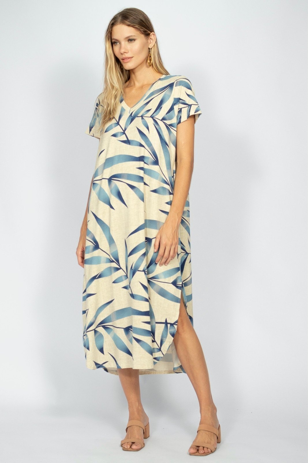 Imagem principal Vestido Midi Amazonia Vital Malha com Bolso Bambu Amazonia Vital azul/estampado/azul