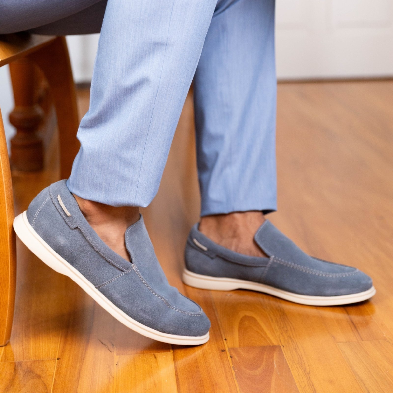 Imagem principal Sapato Masculino Loafer Couro Legítimo Zurich Sola Costurada Jeans FRANCA GRIFFE azul