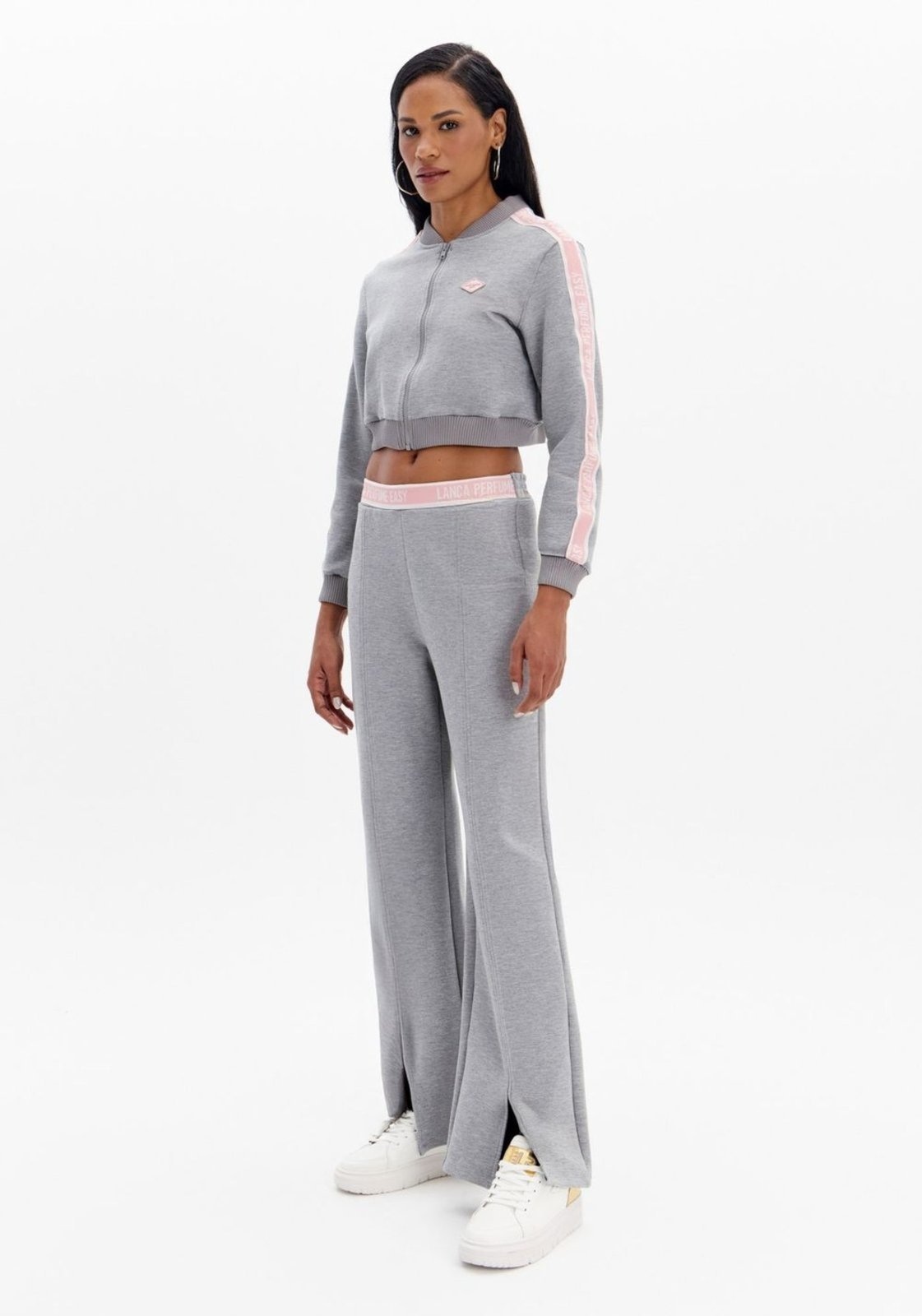 Imagem principal Calça Reta De Cintura édia Com Gorgurão Sport Easy cinza