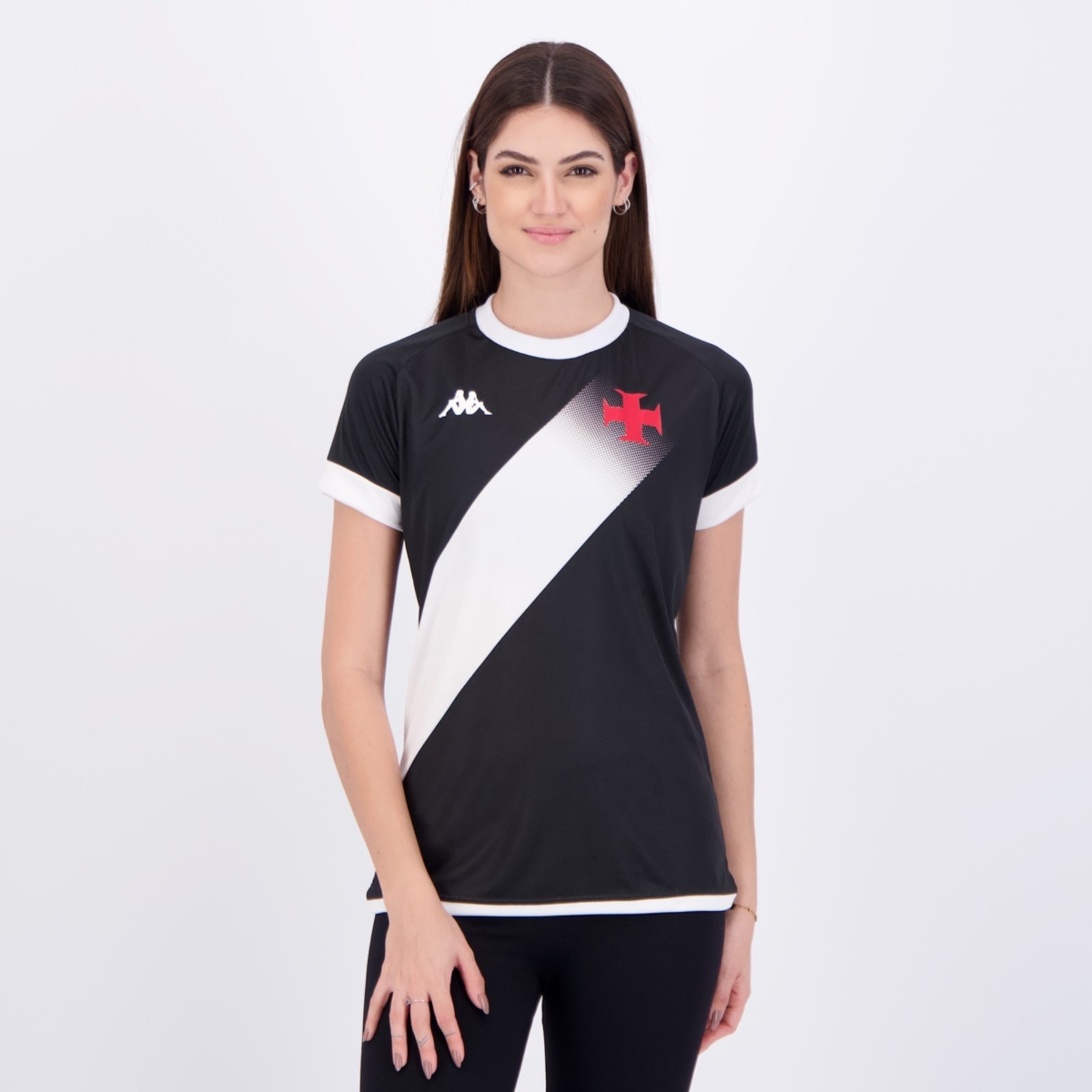 Imagem principal Camisa Kappa Vasco Supporter Graphik Feminina Preta e Branca Kappa preto