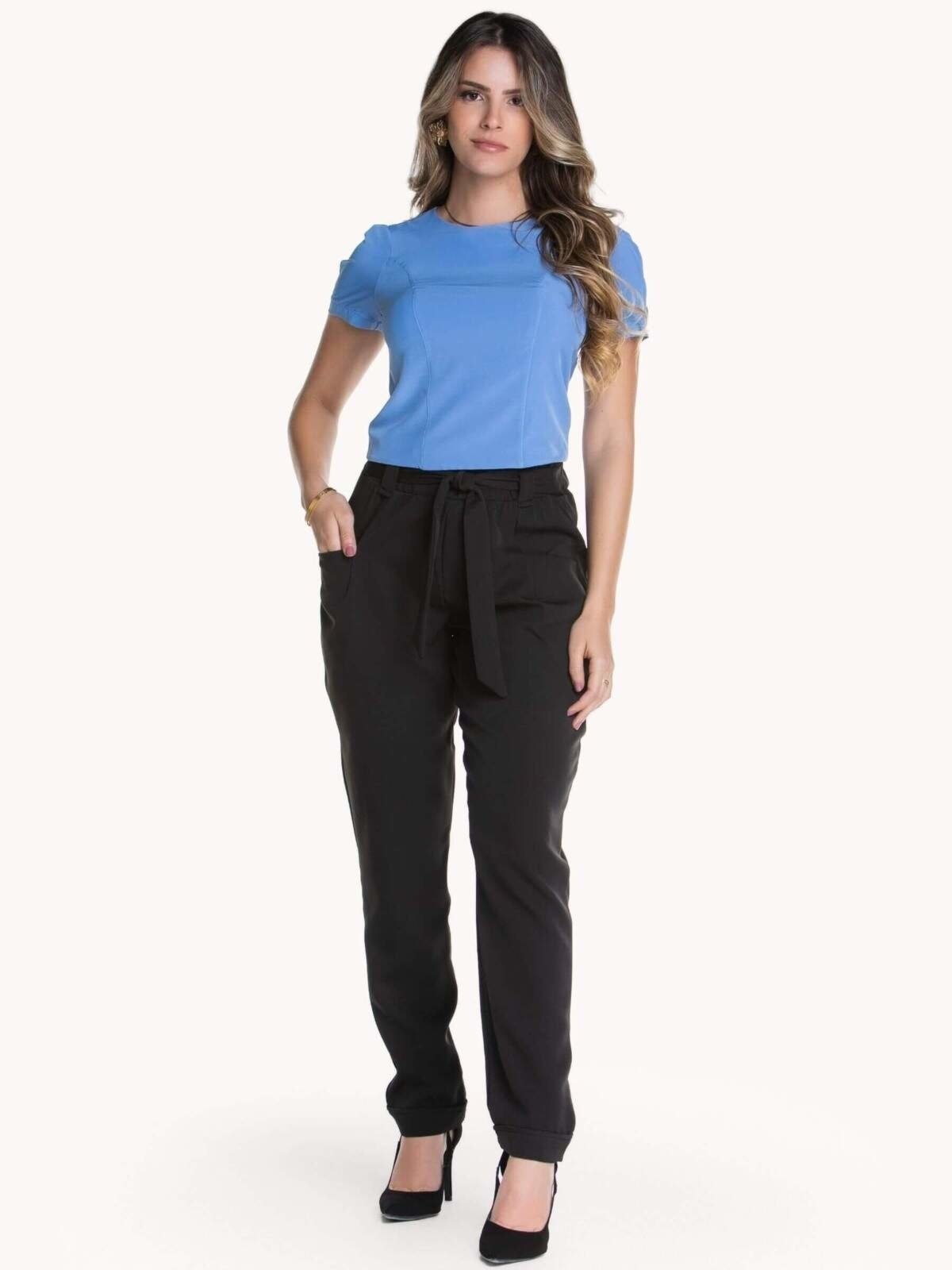 Imagem principal CALÇA FEMININA COM ELÁSTICO E FAIXA Art Livre preto