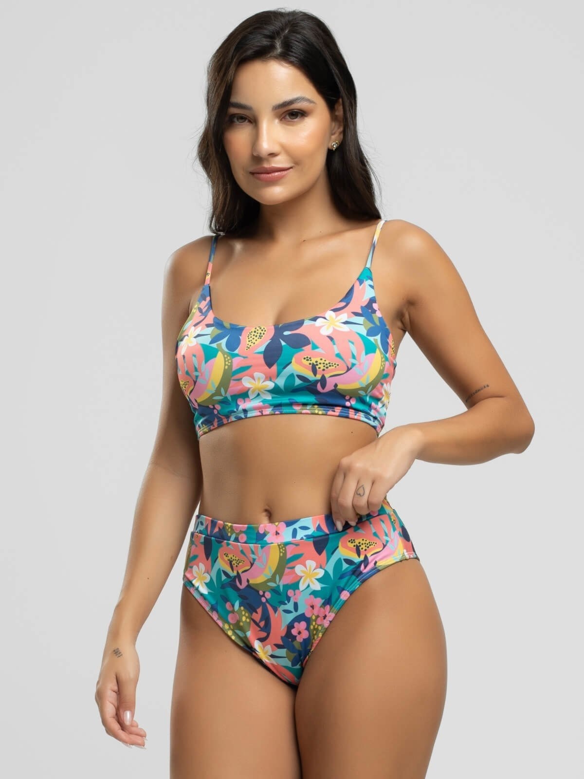 Imagem principal Biquini Faixa Calcinha Hot Pants Proteção Uv 50+ Vicbela Flor Vicbela estampado/multicolorido