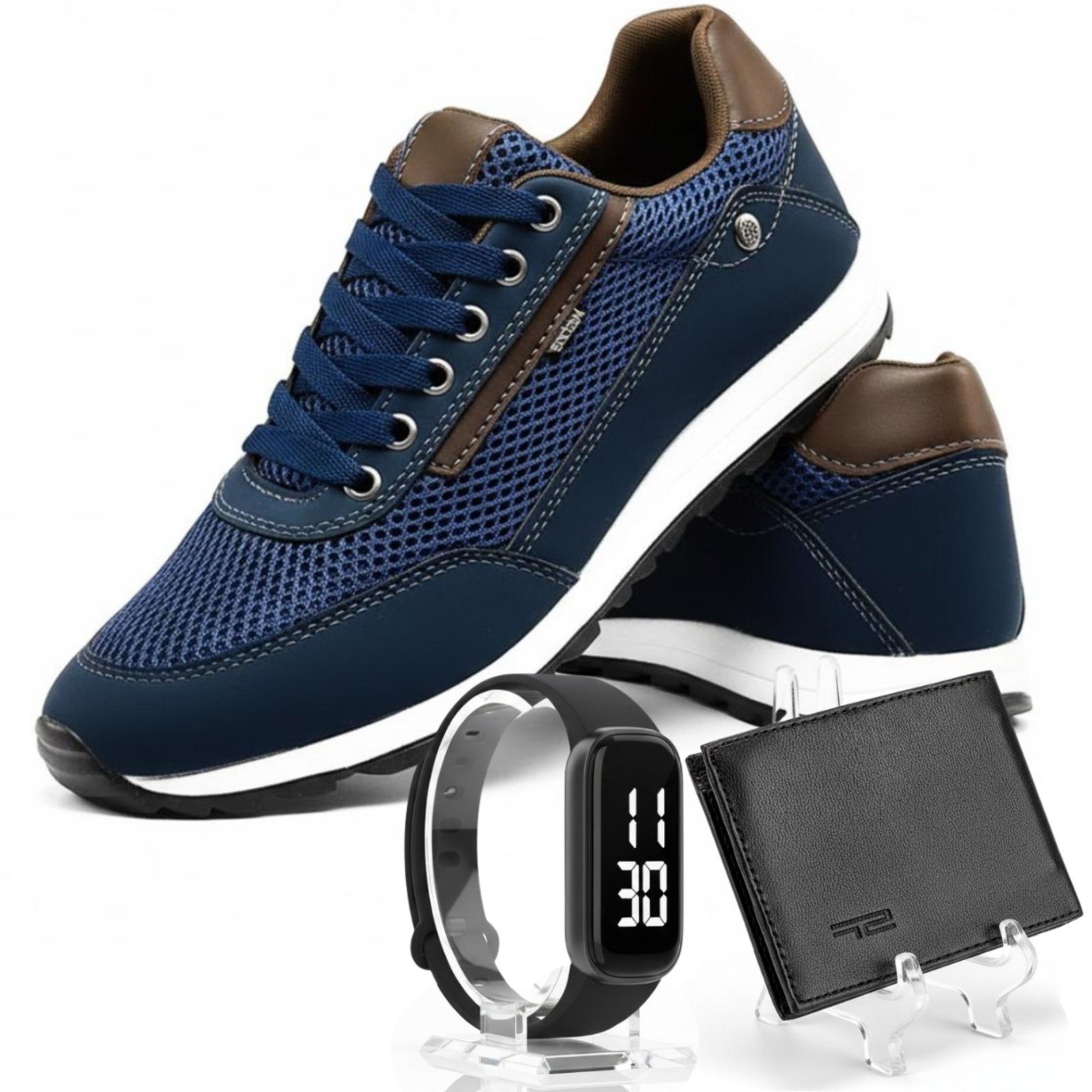 Imagem principal Kit de Tênis Masculino Sapatênis Sapatofran Casual com Relógio e Carteira Sapatofran azul/azul marinho/branco