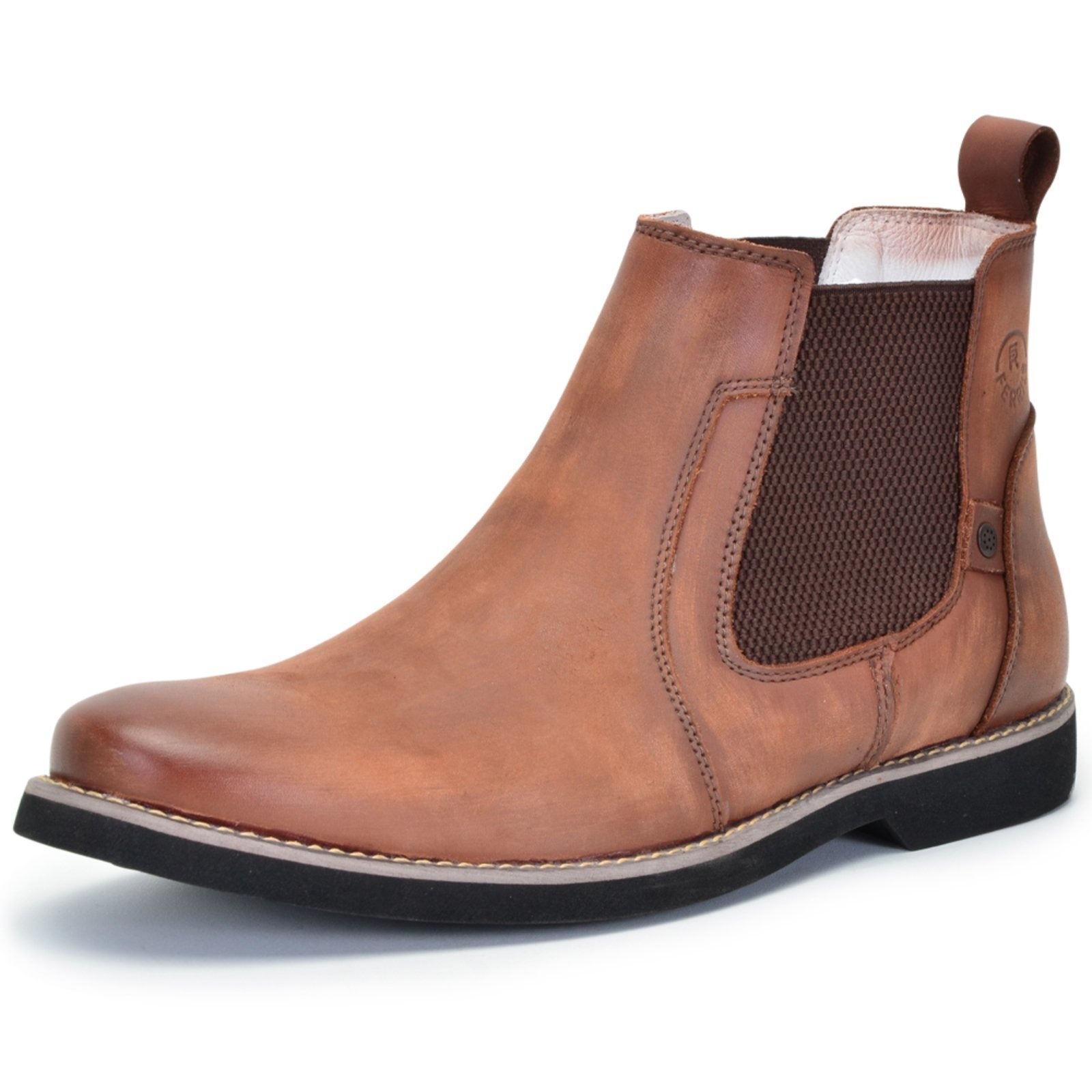 Imagem principal Botina Chelsea Masculina Ferrile Em Couro Rústico Havana Forro De Couro 22023 Ferrile café