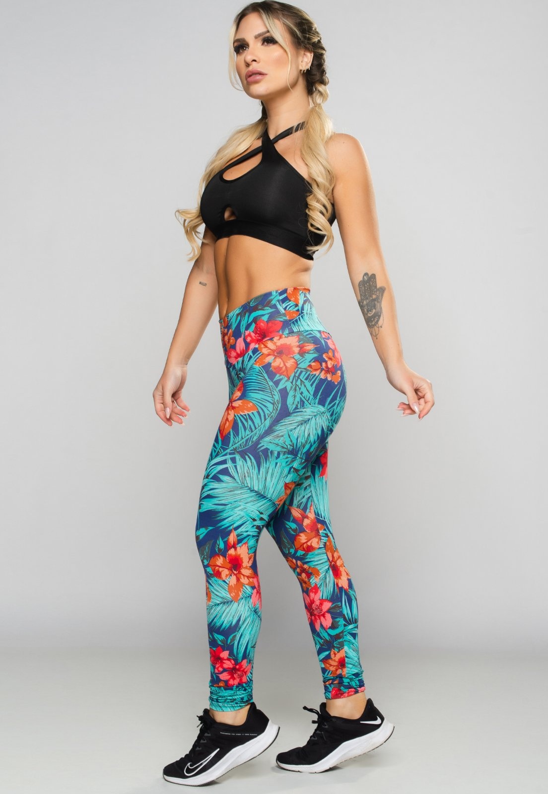 Imagem principal Calça Legging MVB Modas Empina Bumbum Suplex Estampada Amazônia Mvb Modas azul/estampado/multicolorido/verde