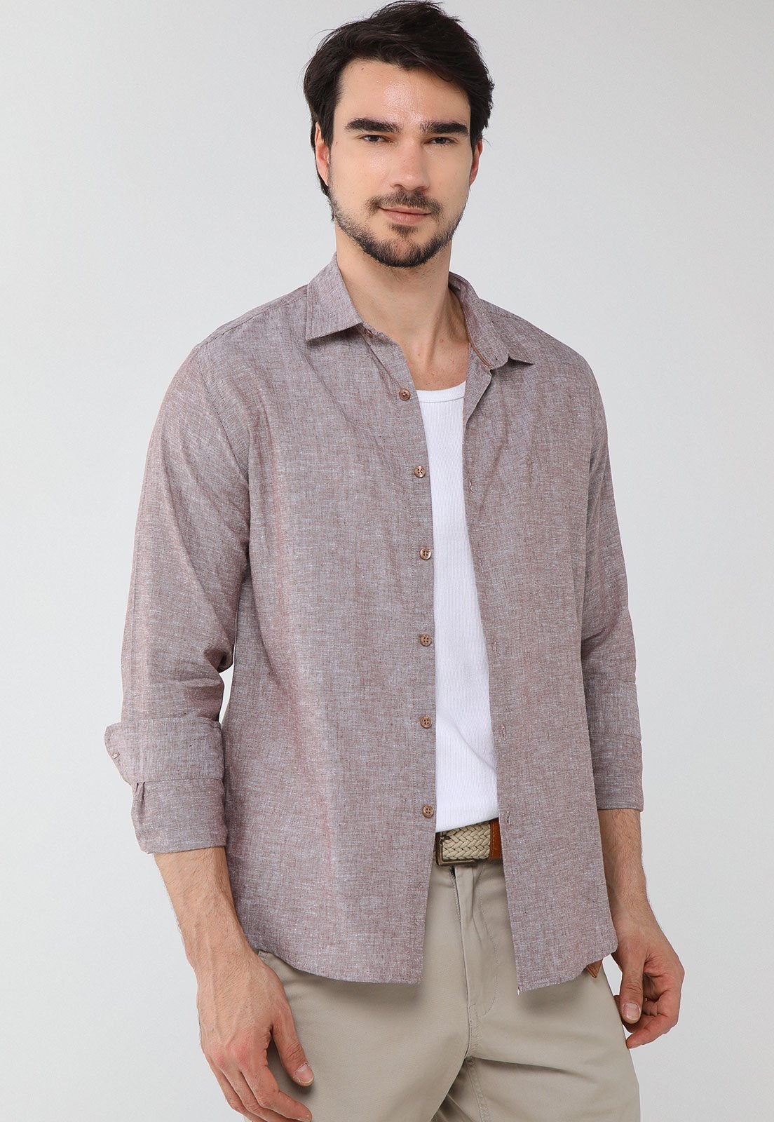 Imagem principal Camisa Masculina Aleatory Linho Algodão Aleatory marrom