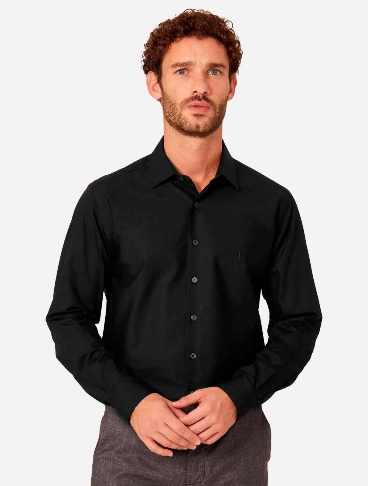 Imagem principal Camisa Dudalina Masculina Slim Tricoline Lisa Preta Dudalina preto