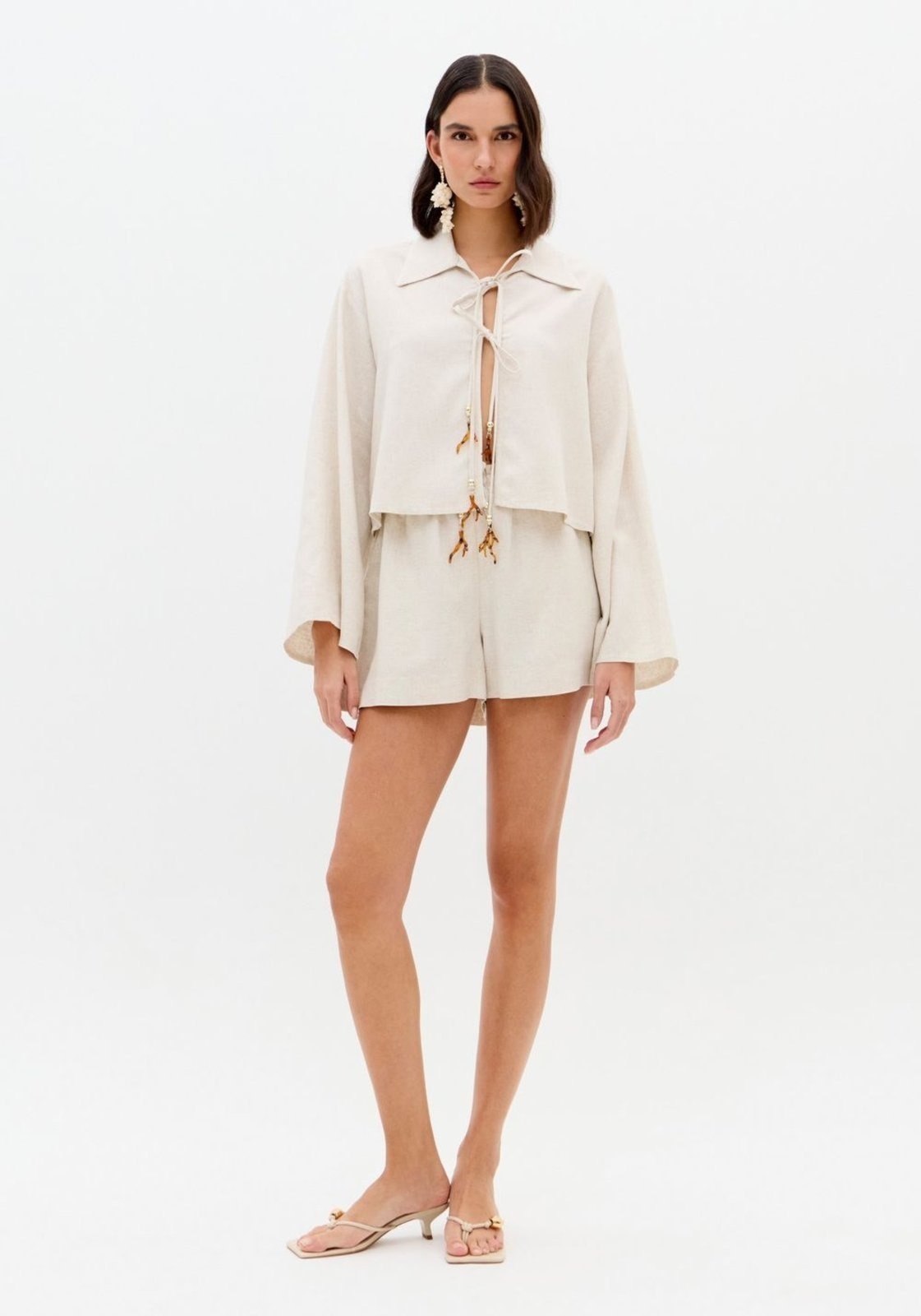 Imagem principal Short Cós Elástico Com Linho Lança Perfume branco