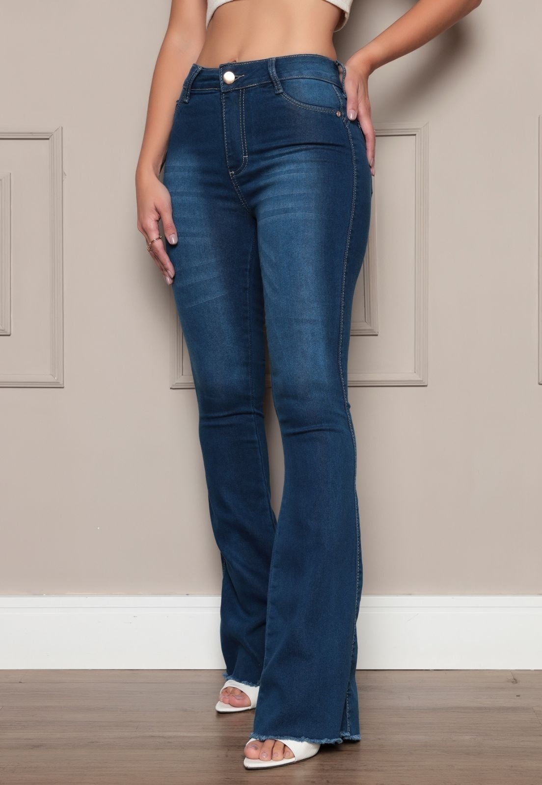 Imagem principal Calça Jeans Feminina TEX JEANS Flare Lavagem Escura TEX JEANS azul