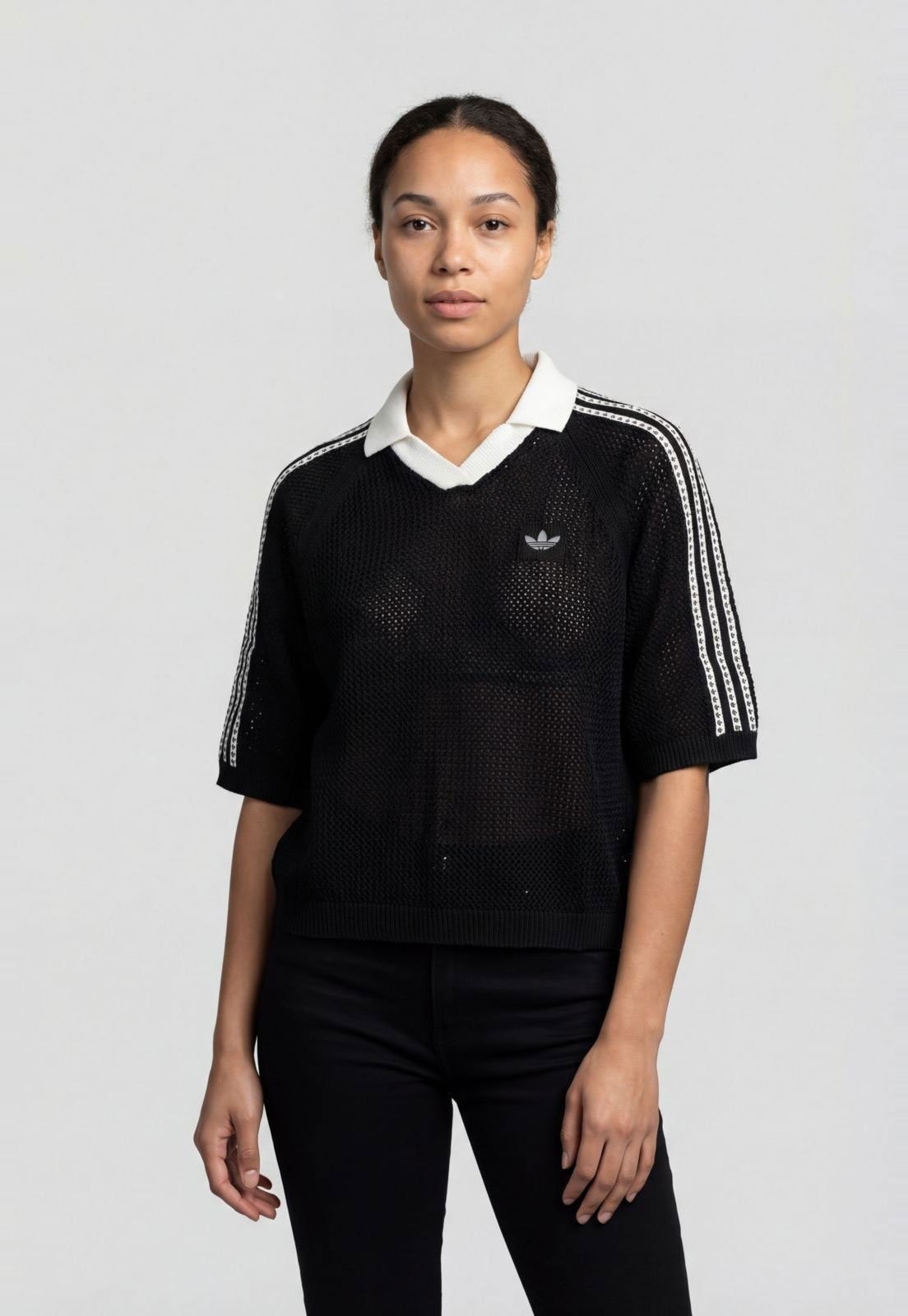Imagem principal Camisa Feminina adidas Originals Crochet Polo Preta adidas Originals preto