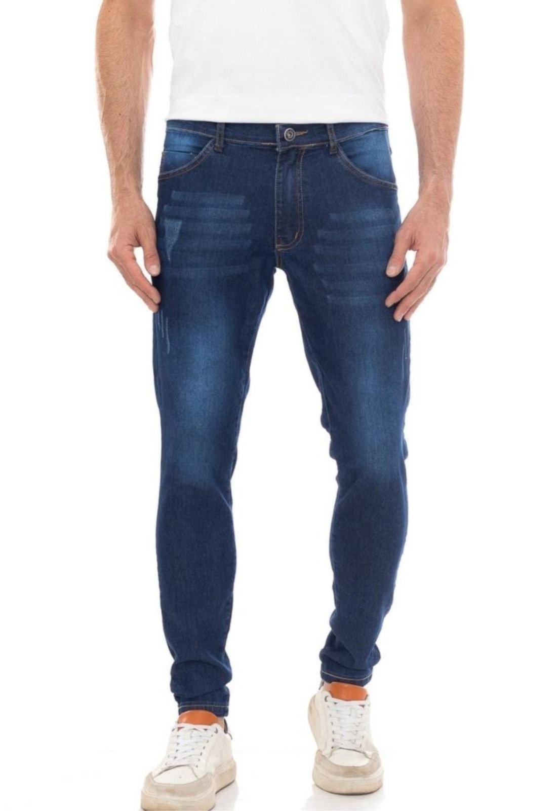 Imagem principal Calça Masculina Jeans Tempo Hábil Skinny Premium Puídos Fashion 5 Estilo azul