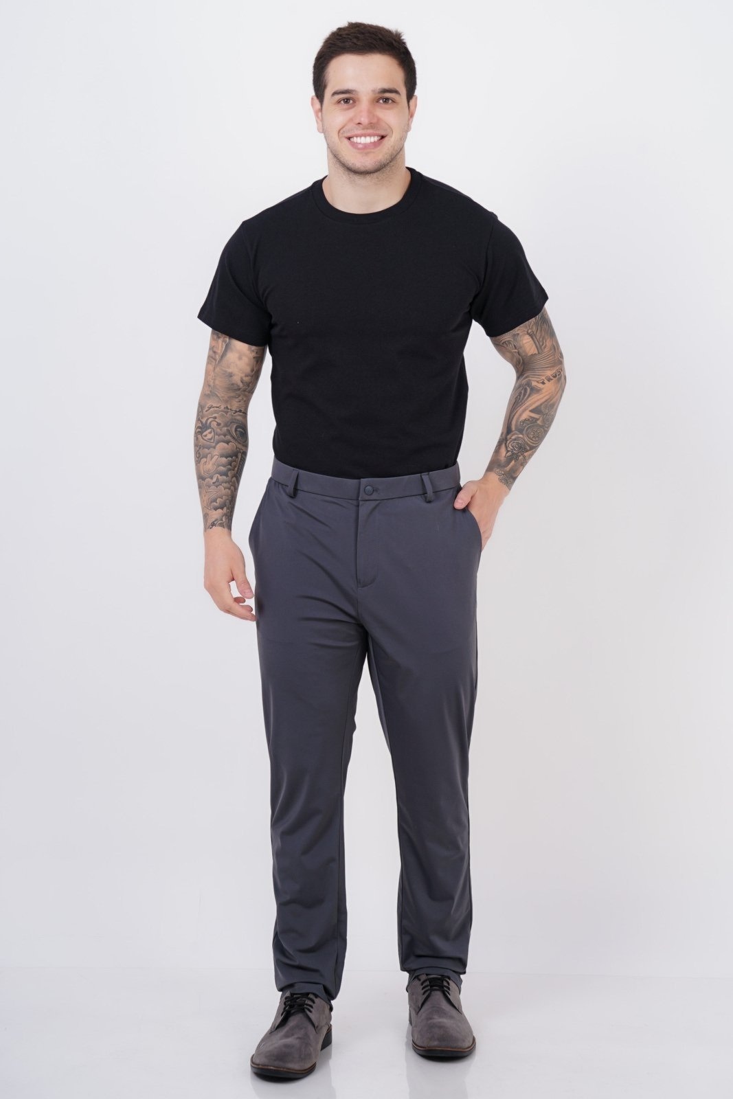 Imagem principal Calça Social Masculina Sh Fashion Super Elastano Confortavél Cor Chumbo SH FASHION cinza